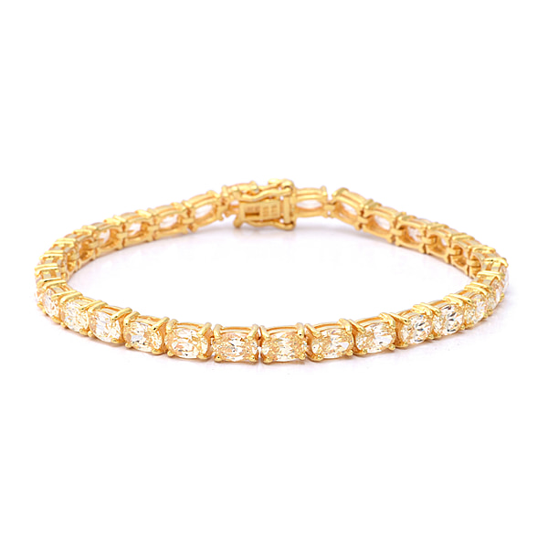 ELANZA Swiss Star Simulated Canary Diamond Tennis Bracelet in Gold ...
