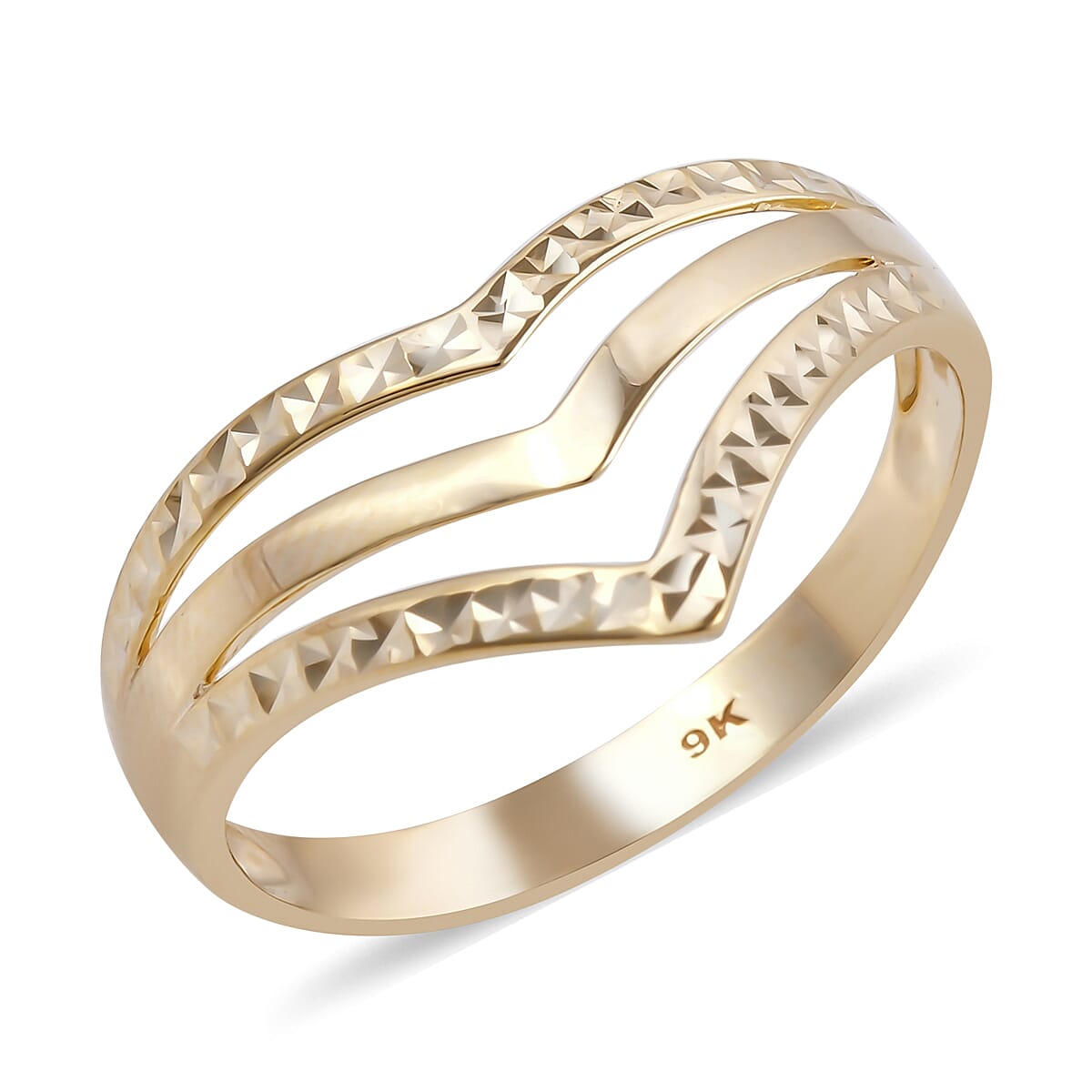 Royal Bali Collection - 9K Yellow Gold Wishbone Ring
