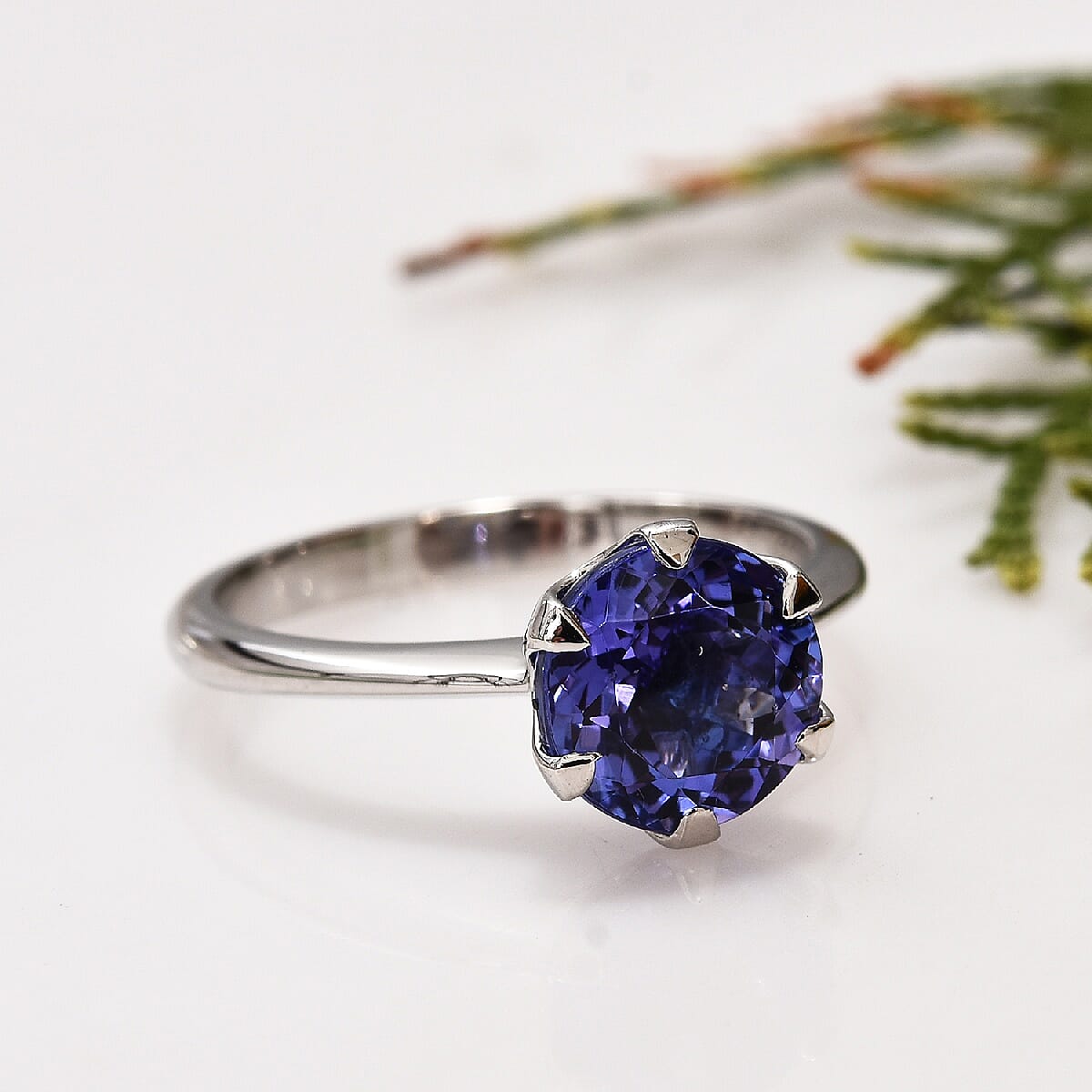 RHAPSODY 950 Platinum AAAA Tanzanite (Rnd 8 mm) Solitaire Ring 2.00 Ct.