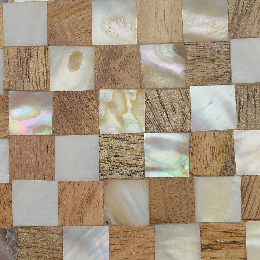 Artisan Crafted Handmade Inlay Mother of Pearl and Mango Wood Checker Pattern Storage Box (Size 15x10x6 Cm) - Ivory