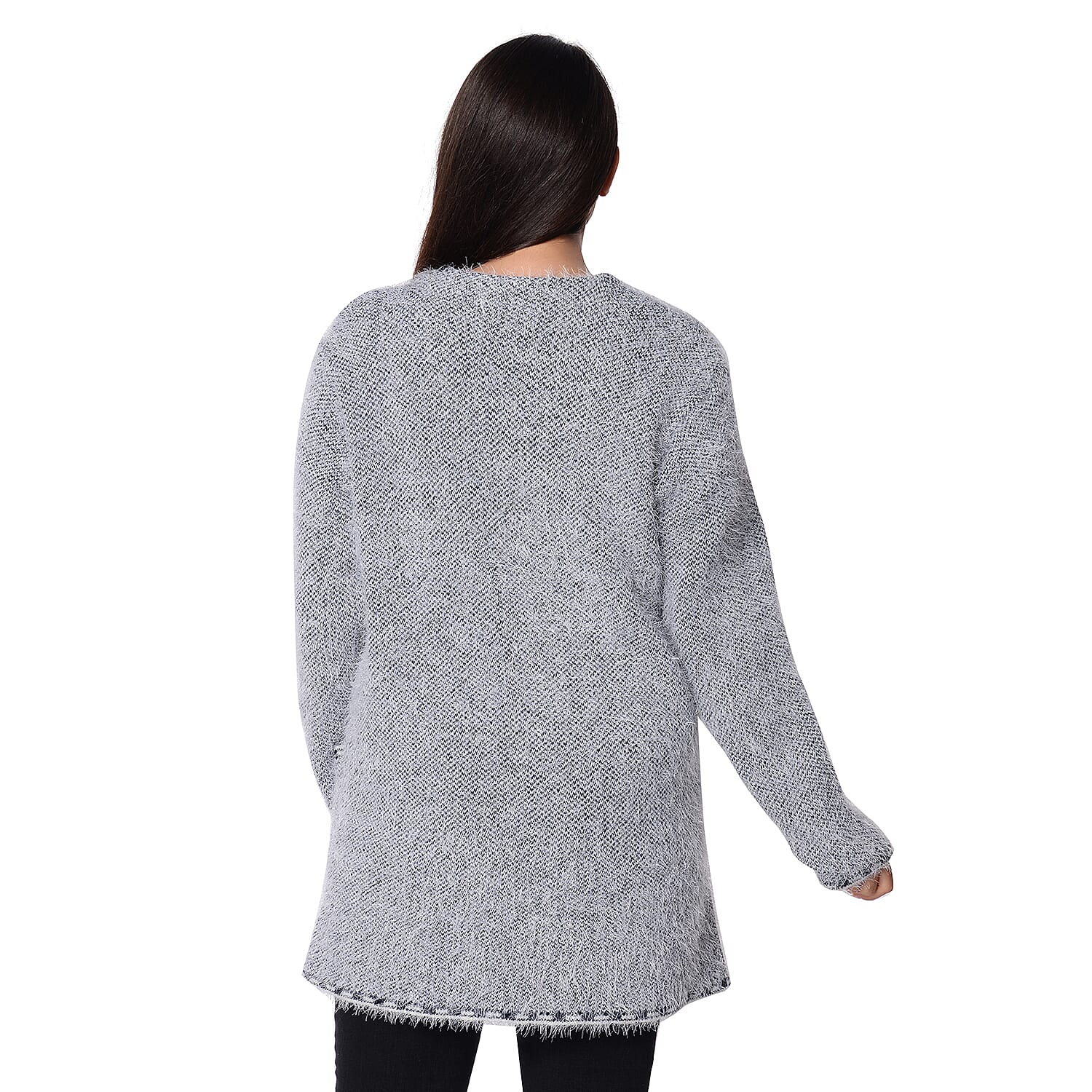 Soft and Smooth Winter Greek Key Pattern Sweater Coat with 2 Pockets (Size 53x79 Cm) - Navy and White