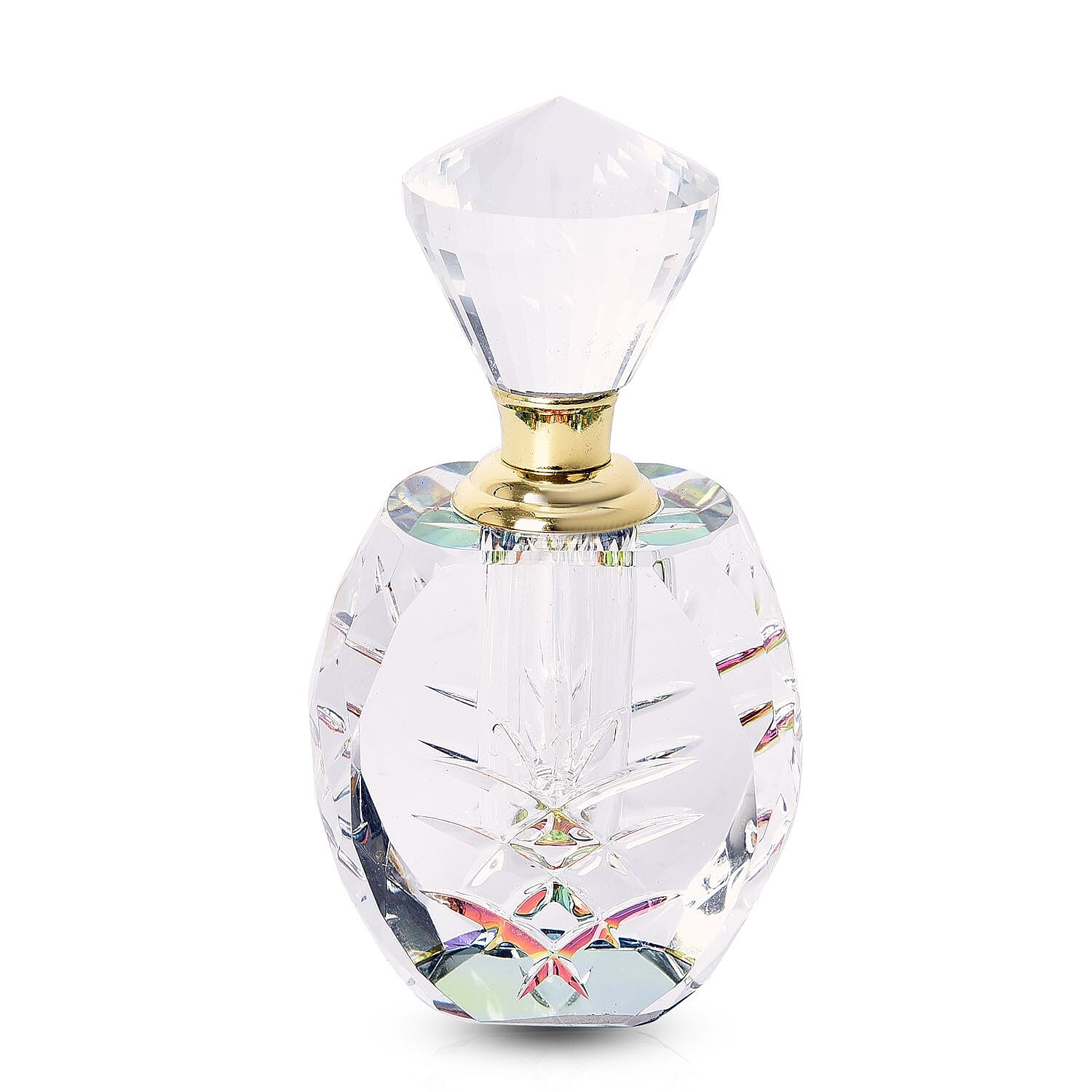 Oval Carved Crystal Refillable Perfume Bottle - 10ml