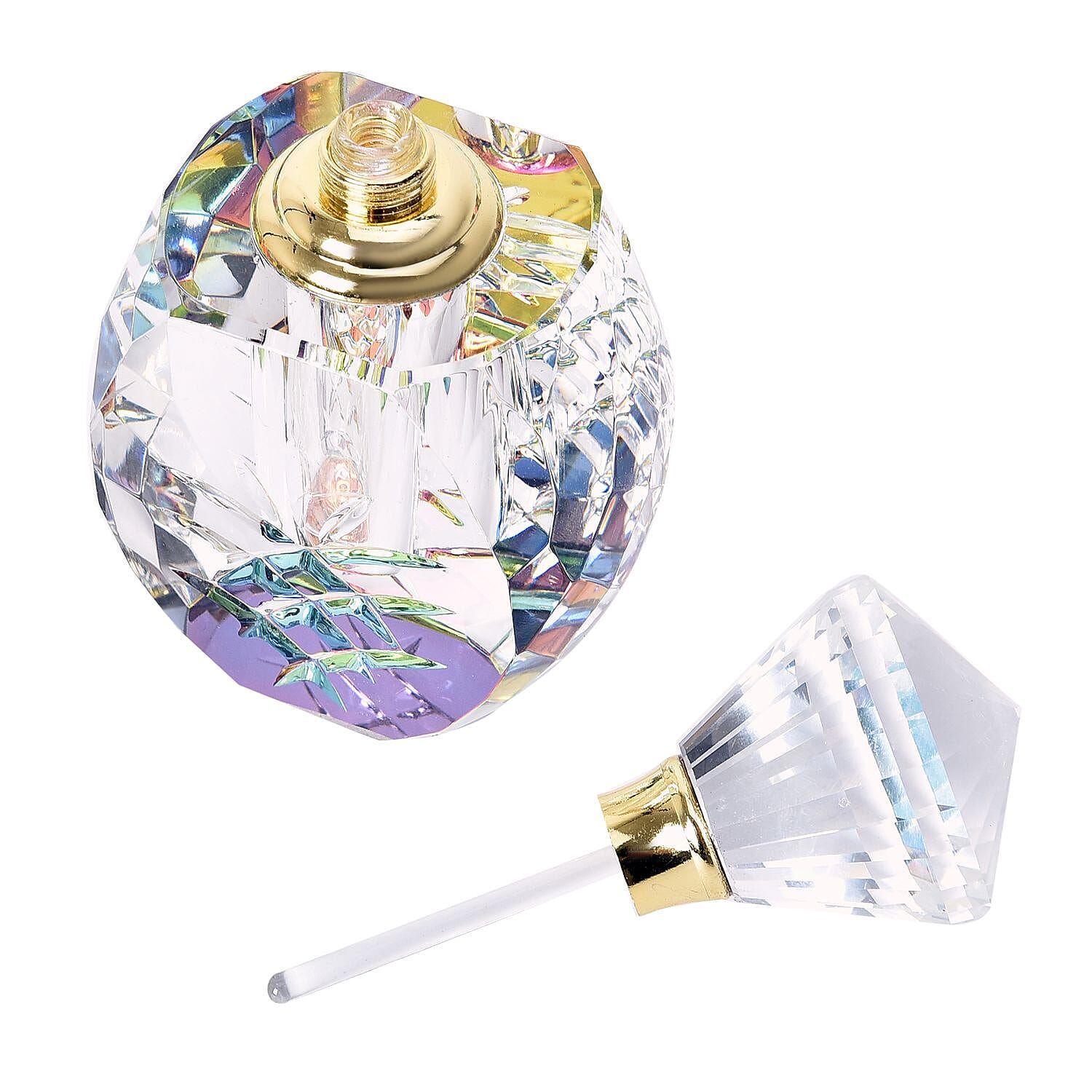 Oval Carved Crystal Refillable Perfume Bottle - 10ml