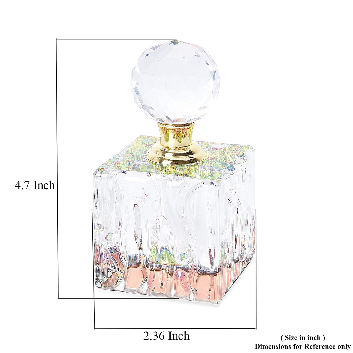 Cylindrical Carved Crystal Refillable Perfume Bottle with Colourful Base(Size 11x6cm)