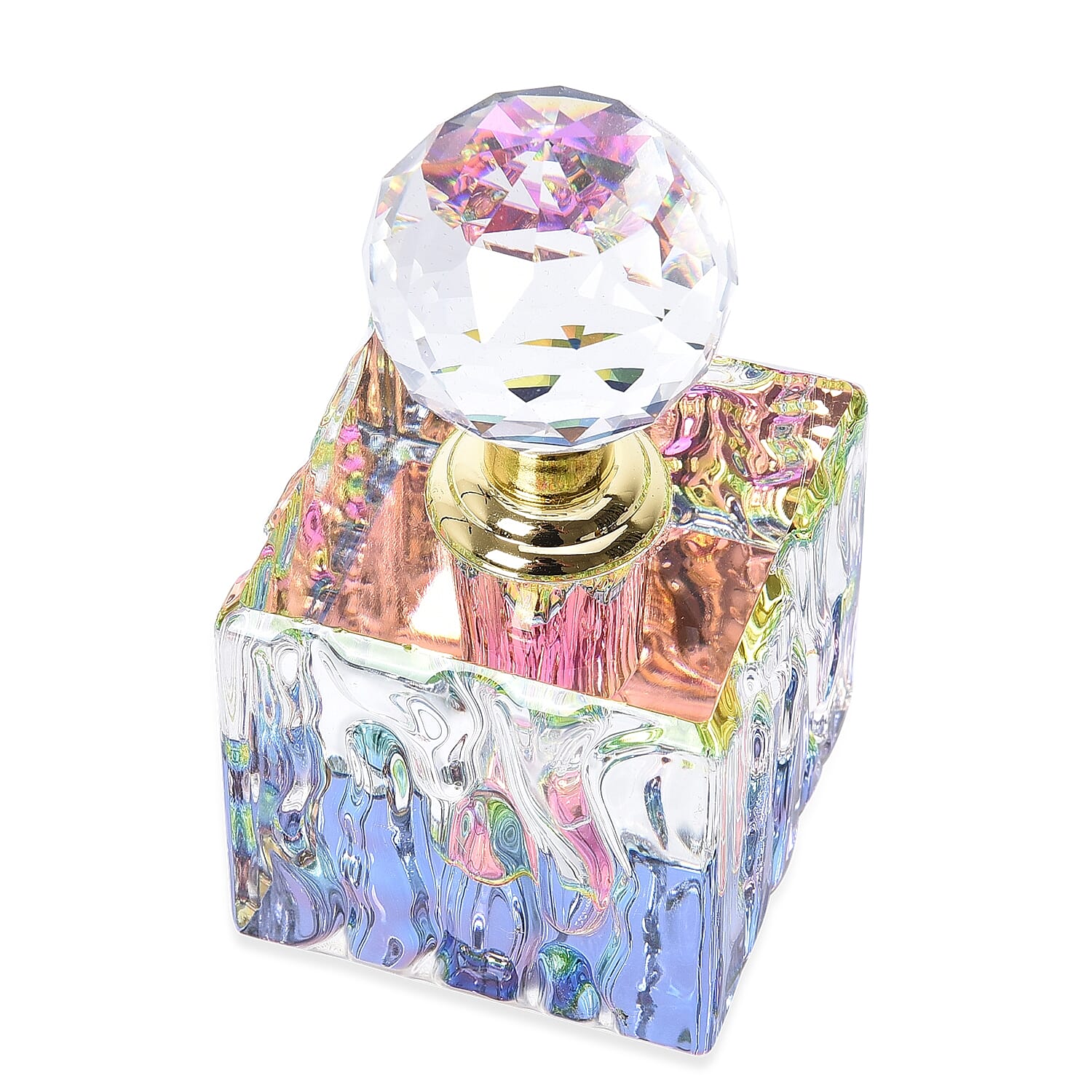 Square Shaped Carved Crystal Refillable Perfume Bottle 10ml