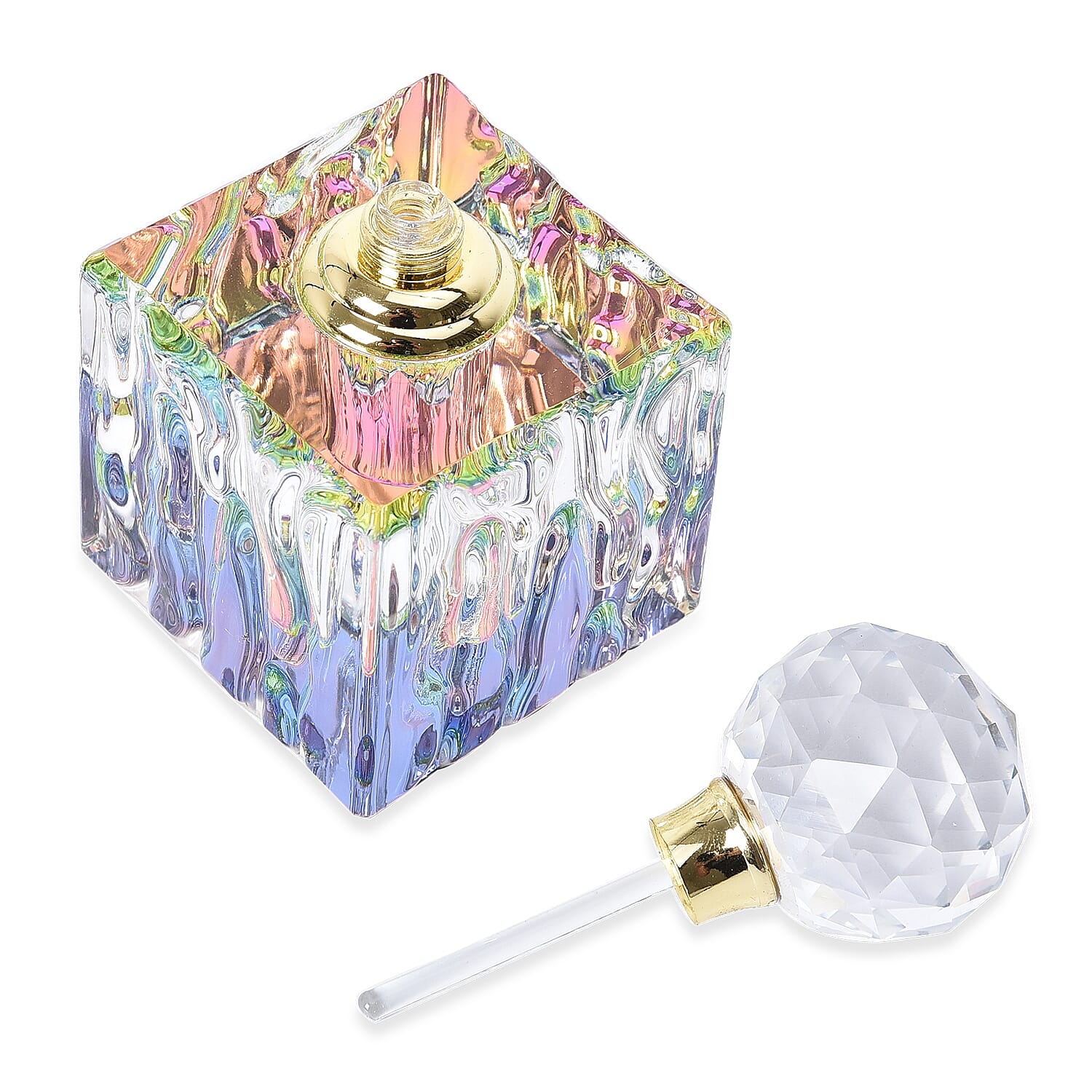 Square Shaped Carved Crystal Refillable Perfume Bottle 10ml