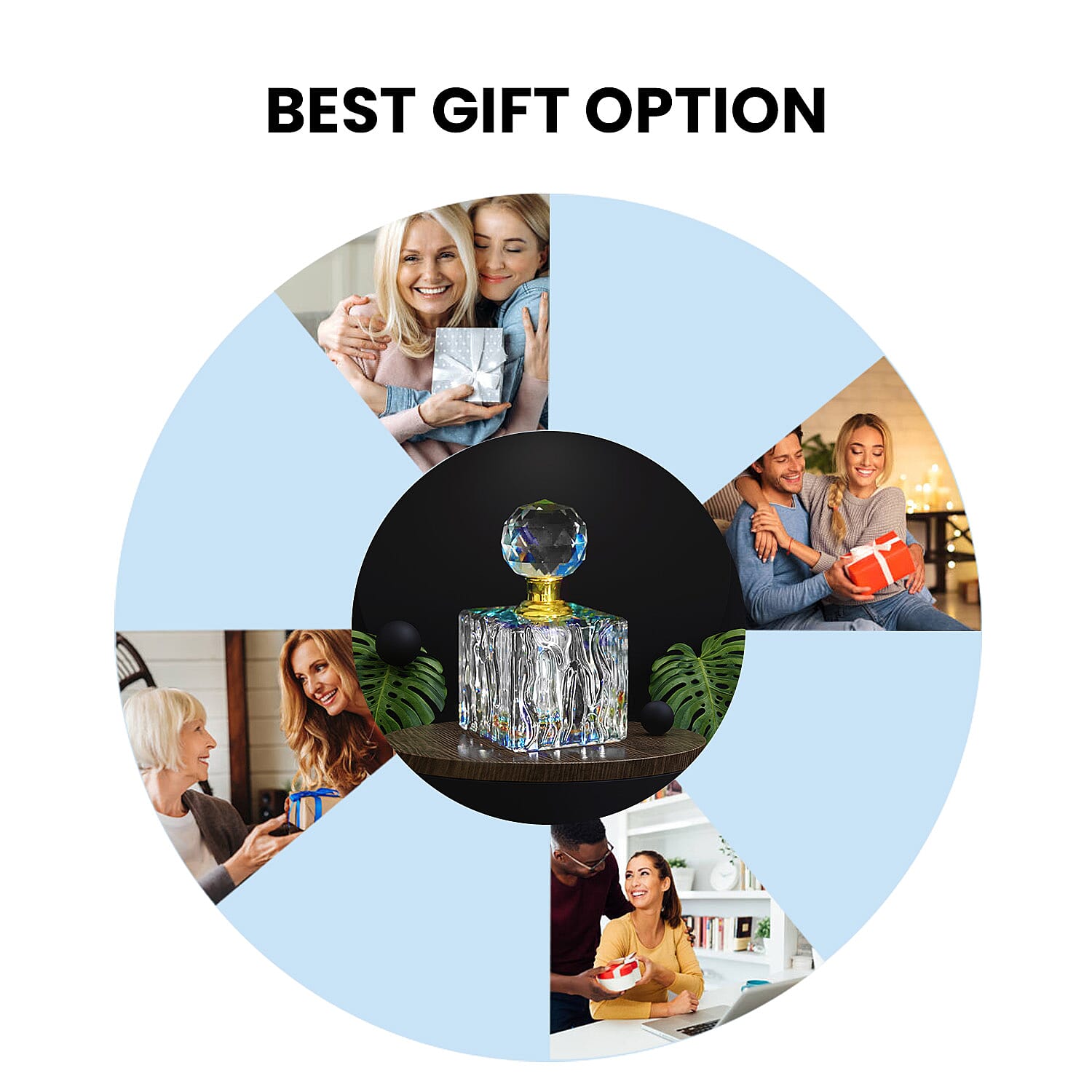 Square Shaped Carved Crystal Refillable Perfume Bottle 10ml