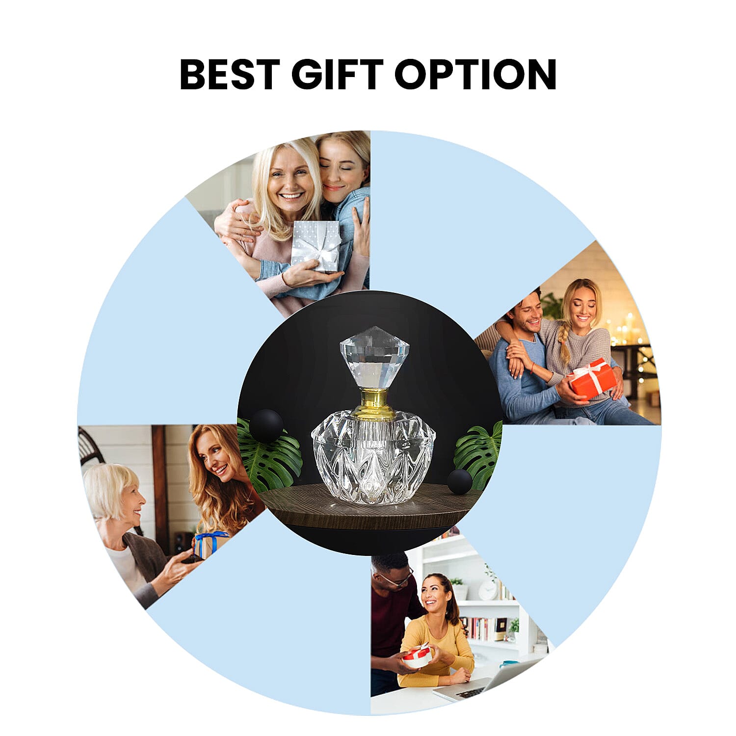 Round Shape Carved Crystal Refillable Perfume Bottle 10ml