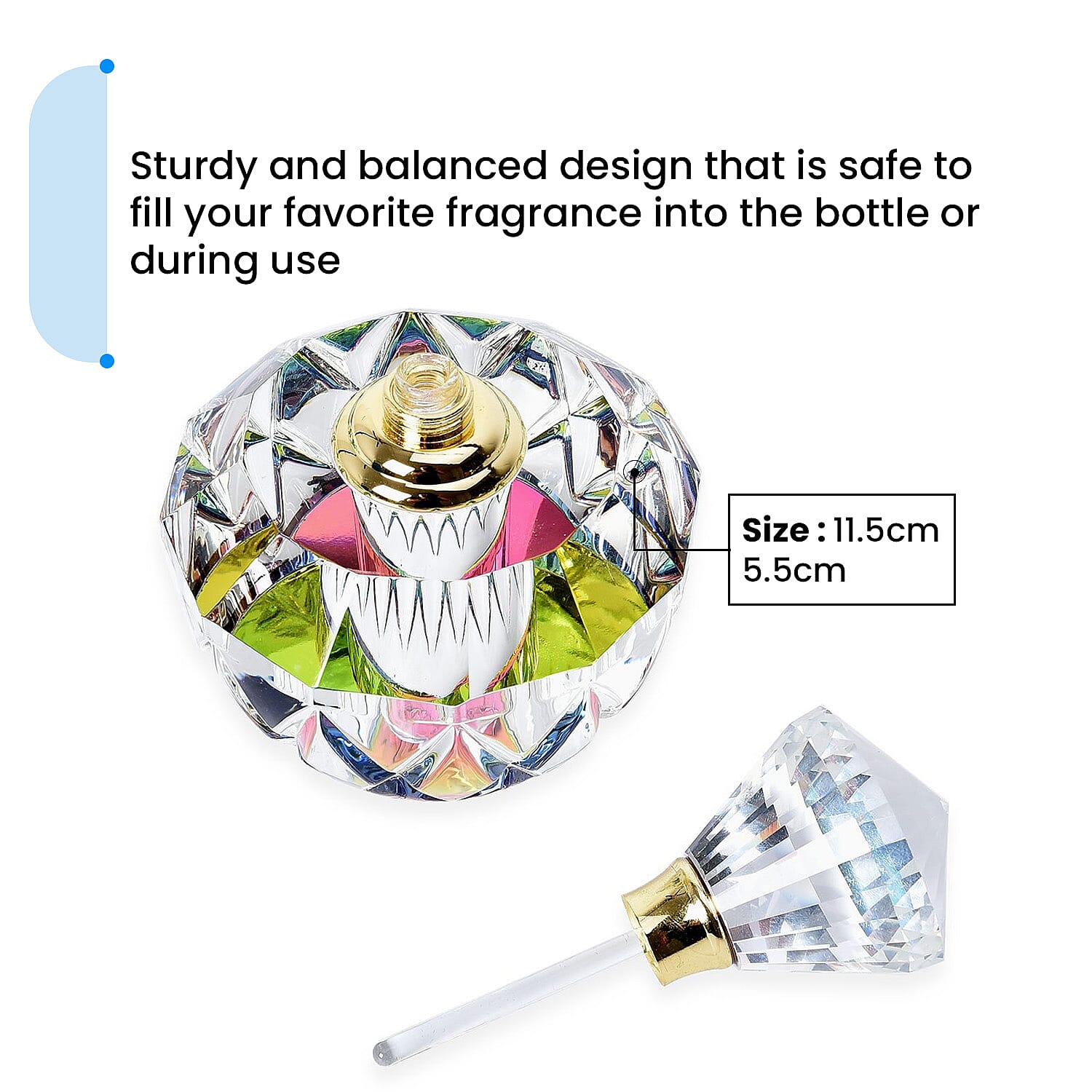 Round Shape Carved Crystal Refillable Perfume Bottle 10ml