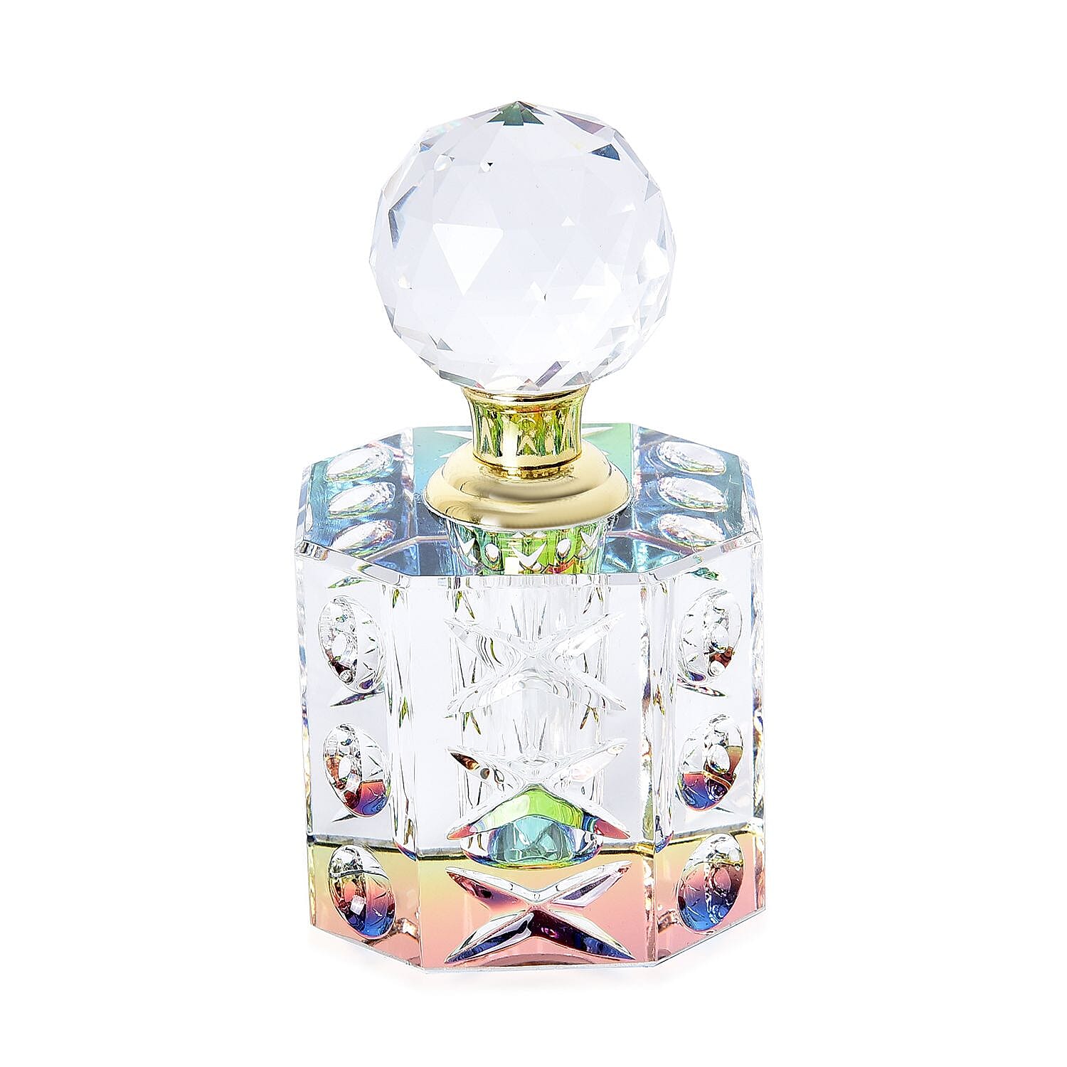 Octagonal Carved Crystal Refillable Perfume Bottle - 10ml