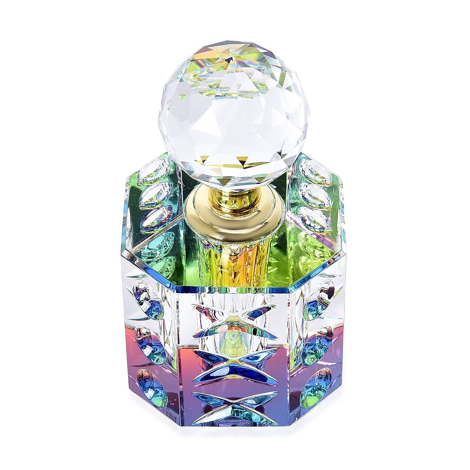 Octagonal Carved Crystal Refillable Perfume Bottle - 10ml