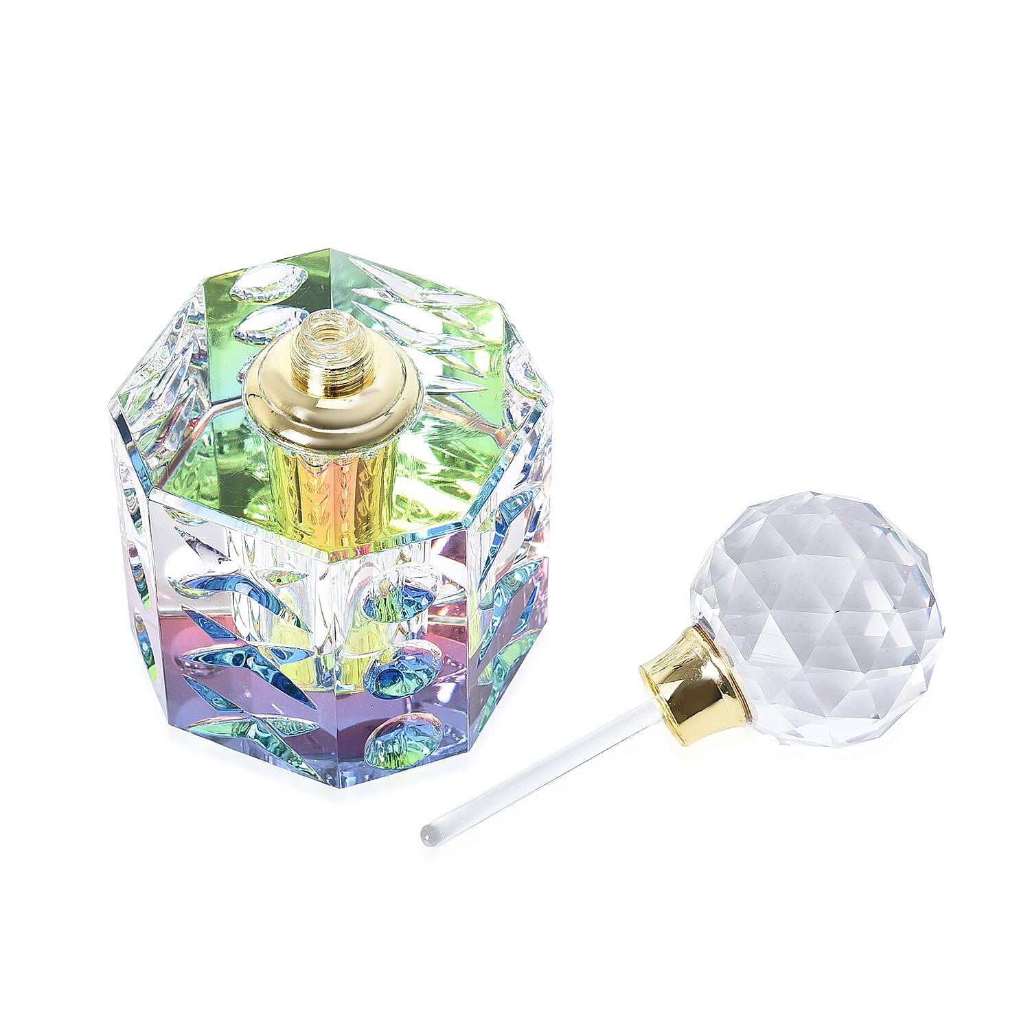 Octagonal Carved Crystal Refillable Perfume Bottle - 10ml