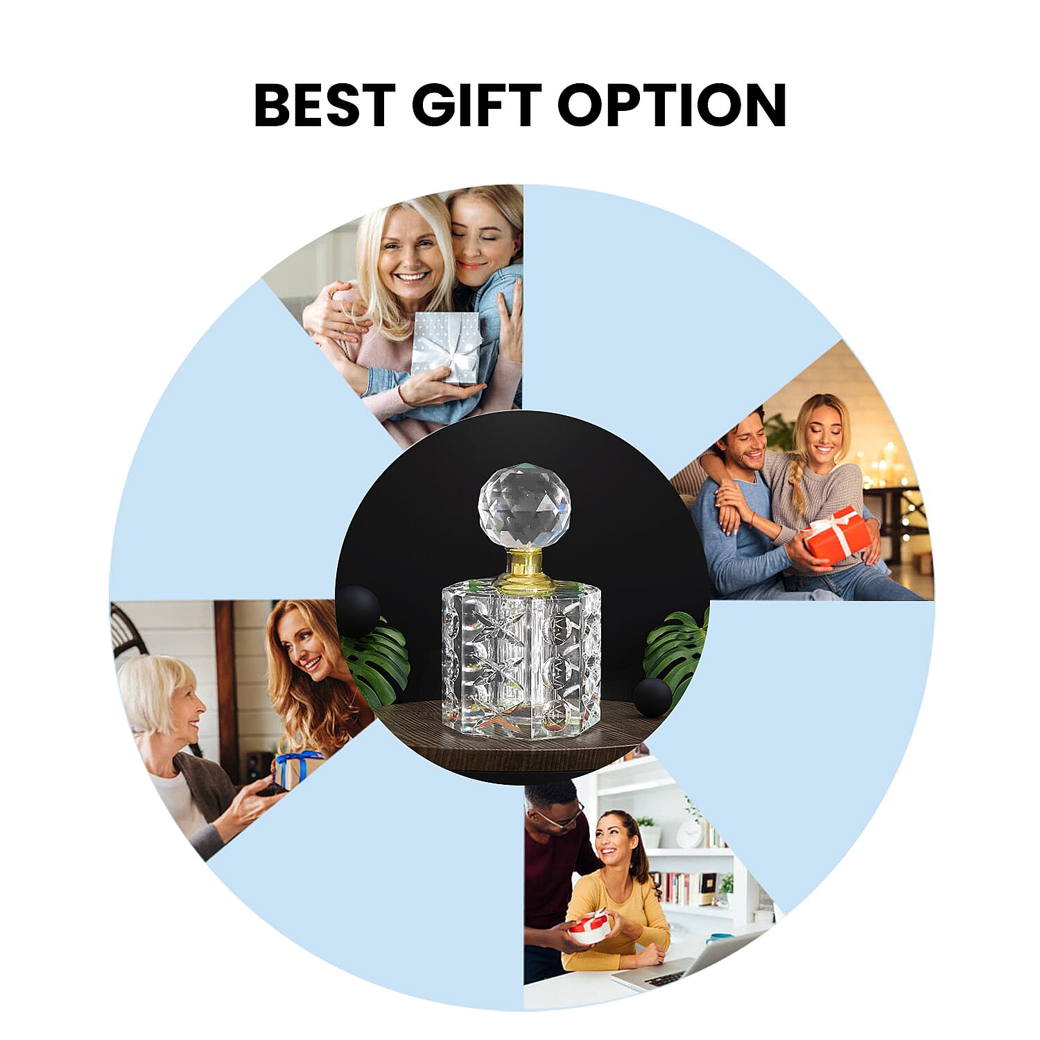 Octagonal Carved Crystal Refillable Perfume Bottle - 10ml