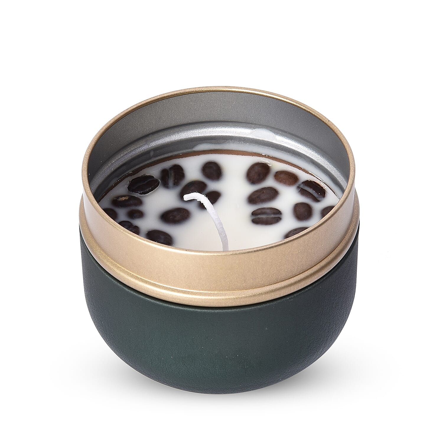 Coffee Scented Candle in Metal Container with Gift Box (Size 9x8 Cm) Made With Soybean Wax - Green