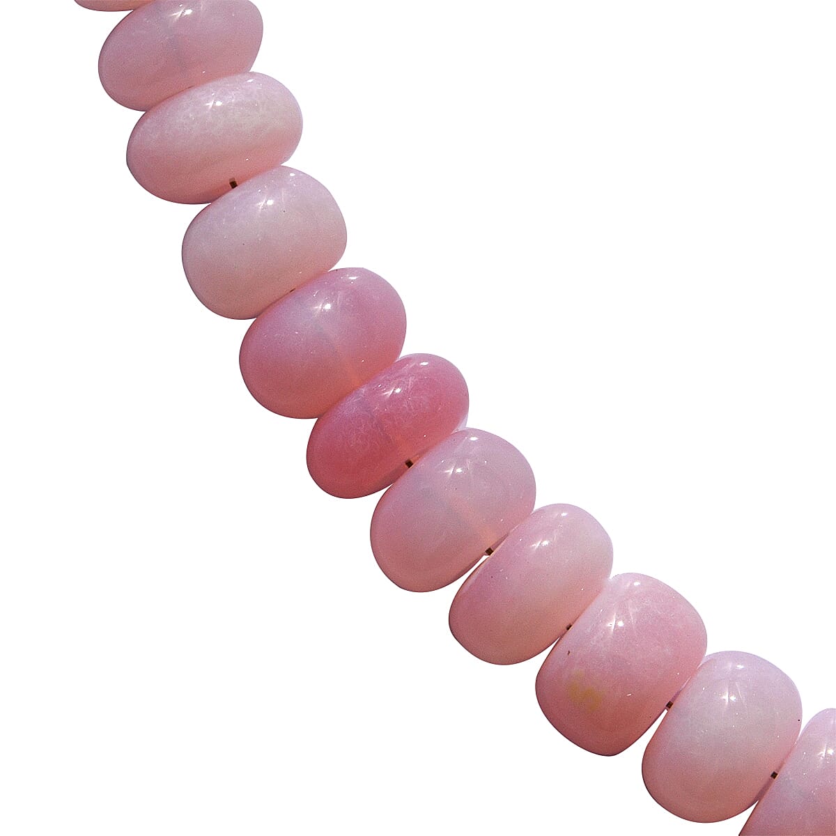 Peruvian Pink Opal Necklace (Size 18) with Magnetic Lock in Rhodium Overlay Sterling Silver 200.00 Ct.
