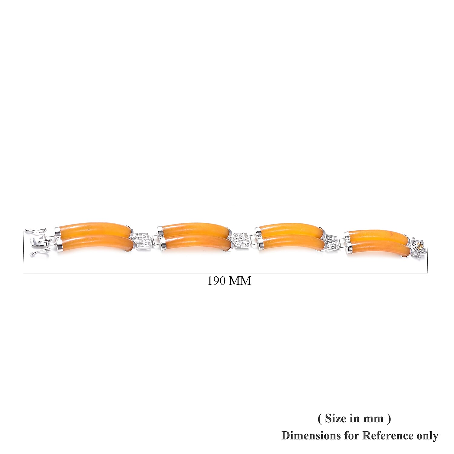 Honey Jade, Citrine Bracelet (Size 7.25) in Rhodium Overlay Sterling Silver 85.150 Ct.