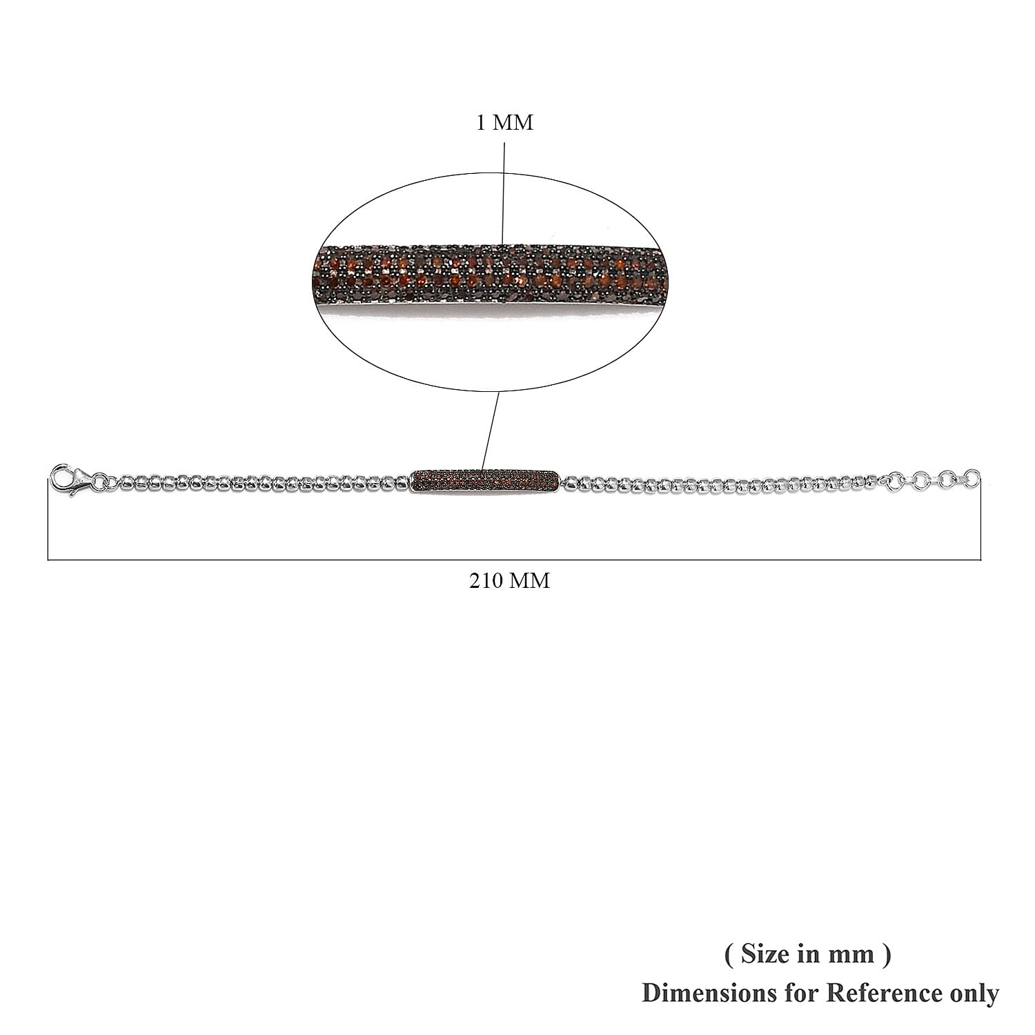 Red Diamond (Rnd) Bracelet (Size 7 with 0.50 inch Extender) in Platinum Overlay Sterling Silver 0.50 Ct, Silver wt 8.80 Gms