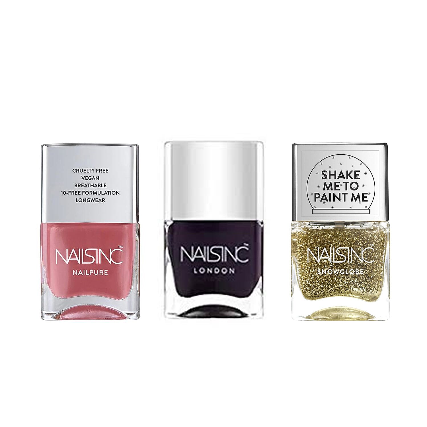 Nails Inc: Trio Nail Varnish Set & Pouch (Incl. Grosvenor Crescent - 14ml, New Globe Walk - 14ml & Uptown - 14ml)
