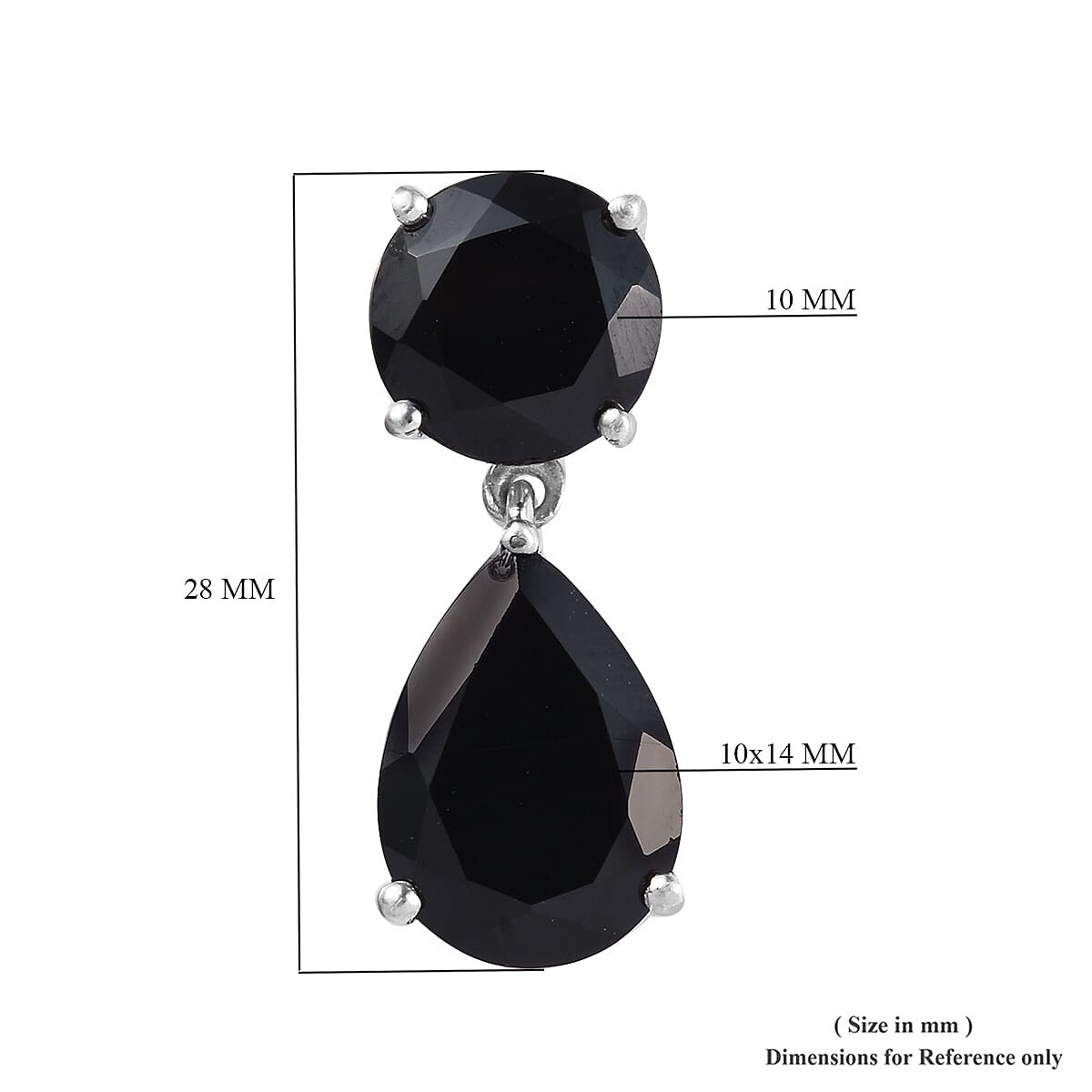 Natural Boi Ploi Black Spinel (Pear and Rnd) Dangling Earrings (with Push Back) in Platinum Overlay Sterling Silver 22.25 Ct.