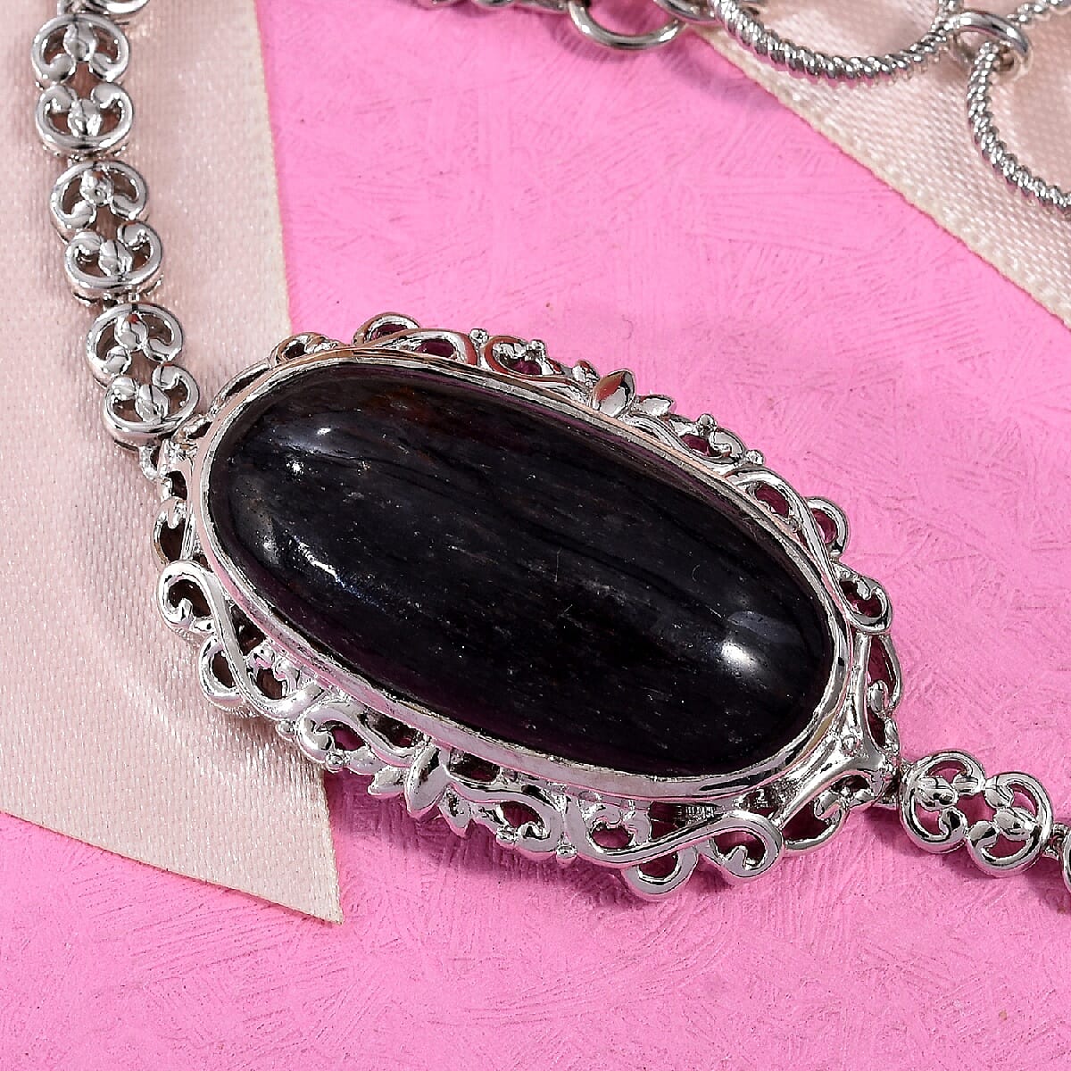 Blue Aventurine (Ovl 30x15 mm) Bracelet (Size 7.5-8) in Silver Tone 25.000 Ct.