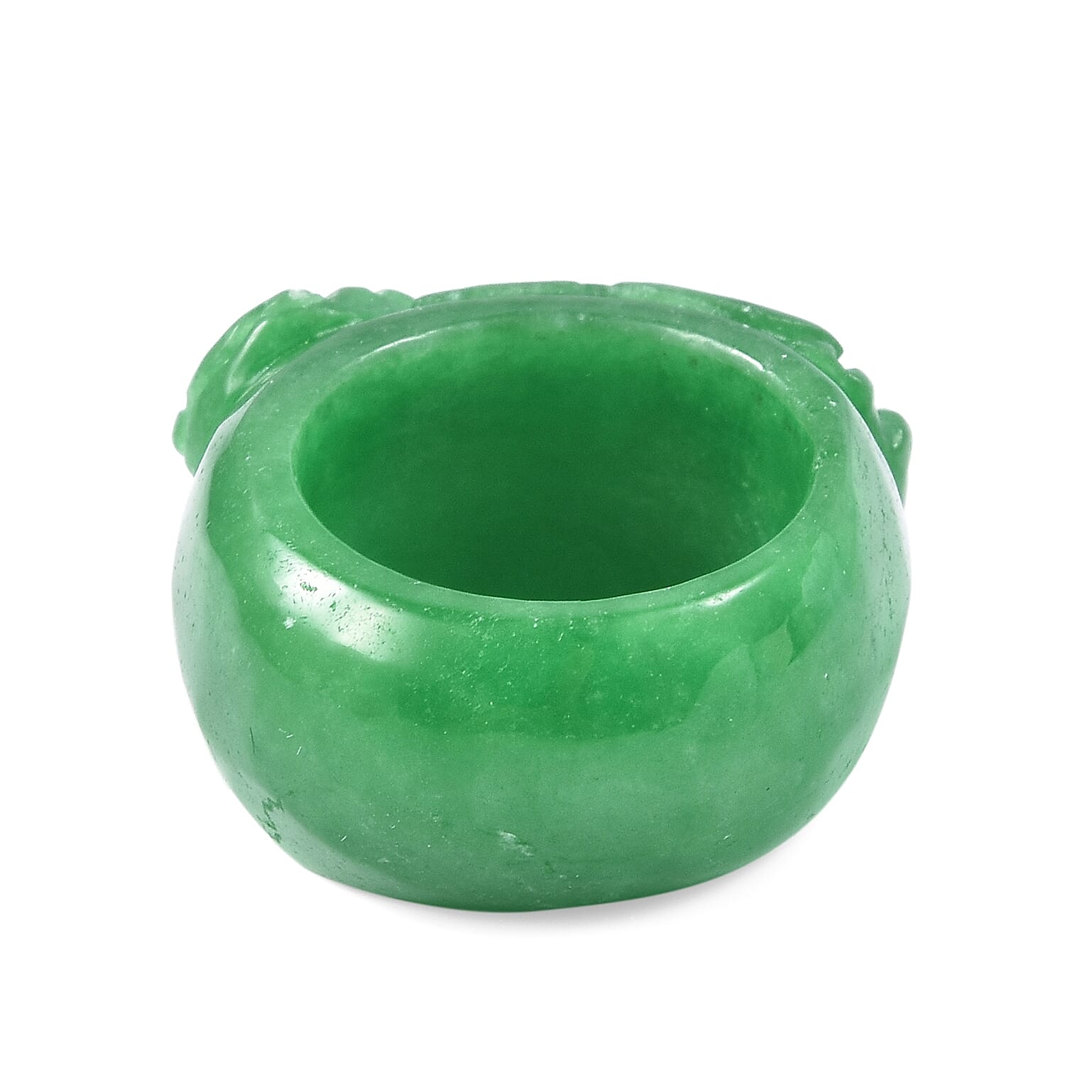 Carved Green Jade Qilin Band Ring 36.00 Ct.
