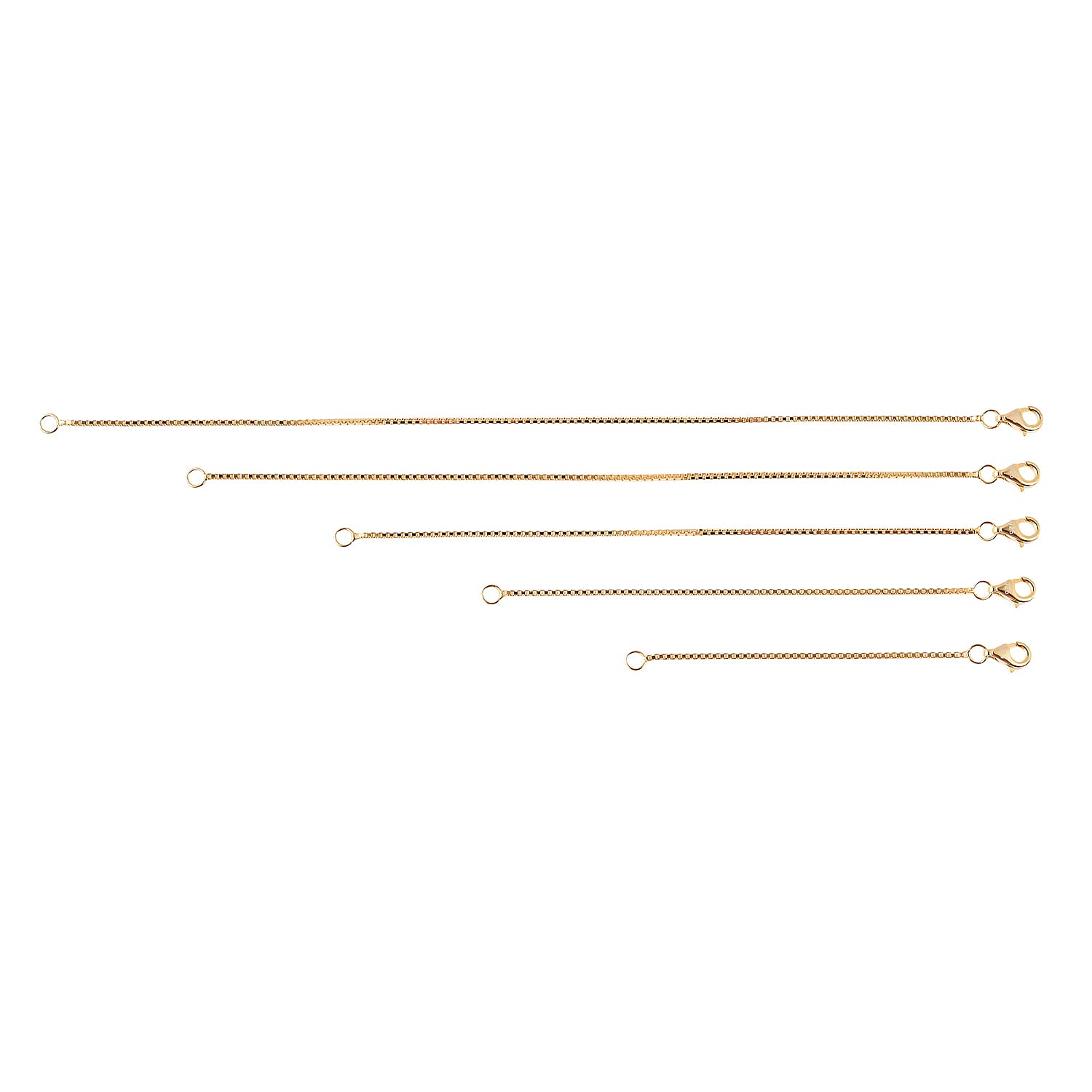 Set of 5 - Yellow Gold Overlay Sterling Silver Extender