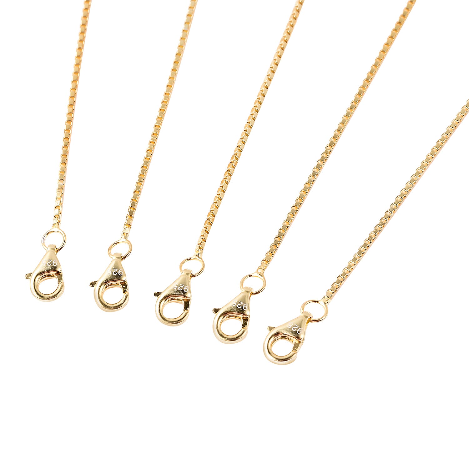 Set of 5 - Yellow Gold Overlay Sterling Silver Extender