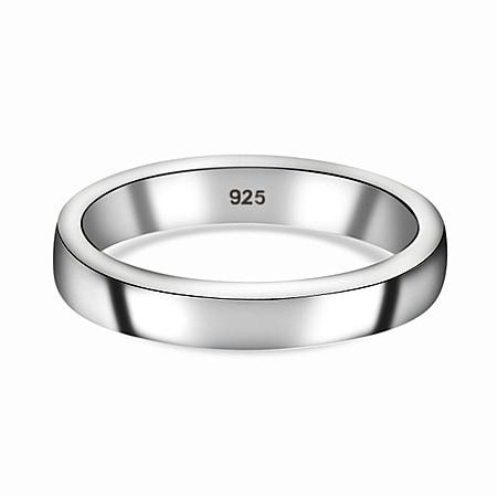 4mm Plain Wedding Band Ring in Sterling Silver with Platinum Plating