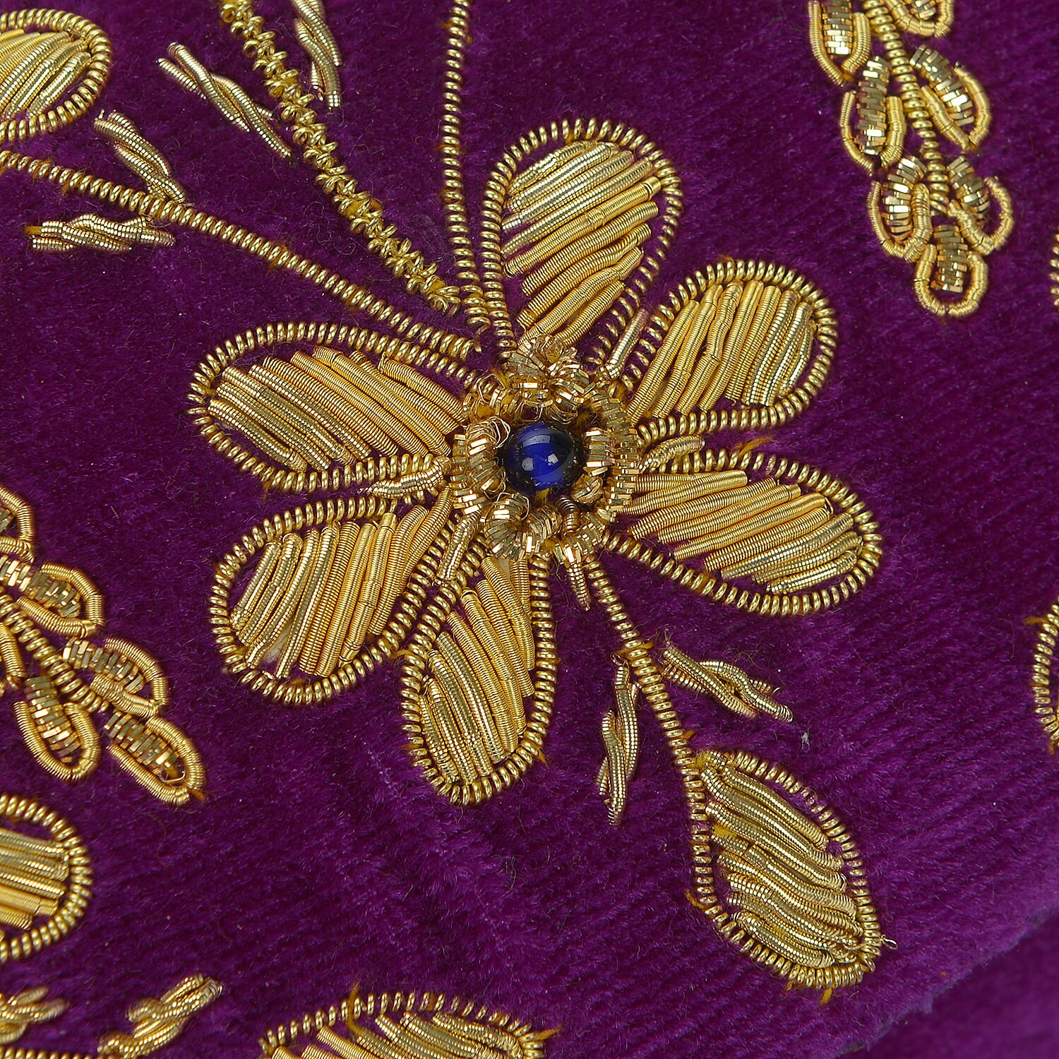 Peacock Sequence Hand Embroidered Velvet Clutch with Shoulder Strap (Size 25.4x12.7 Cm) - Purple