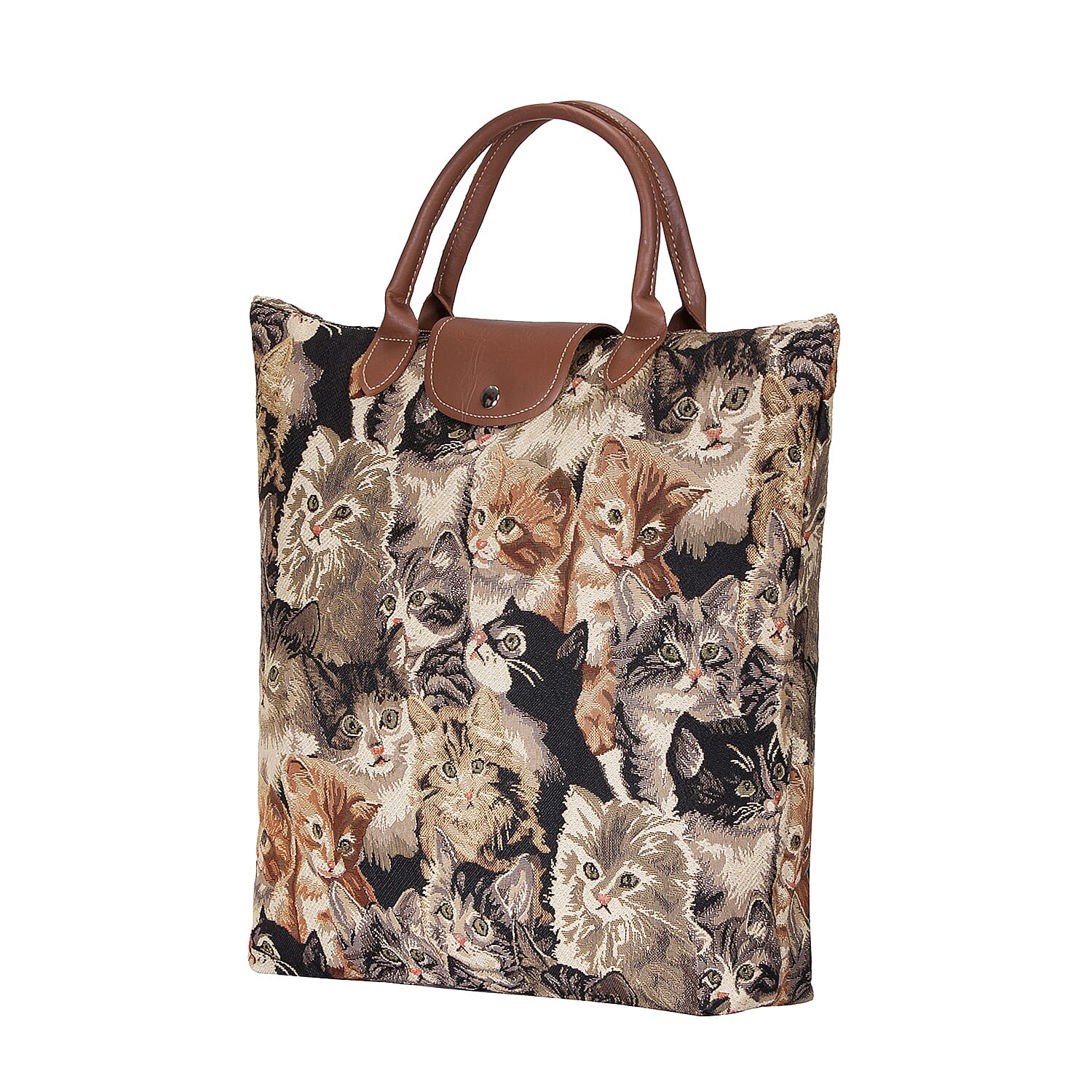 SIGNARE - Tapestry Foldway Shopping Bag in Cat Design (Size 20x12x9.5 Cm)