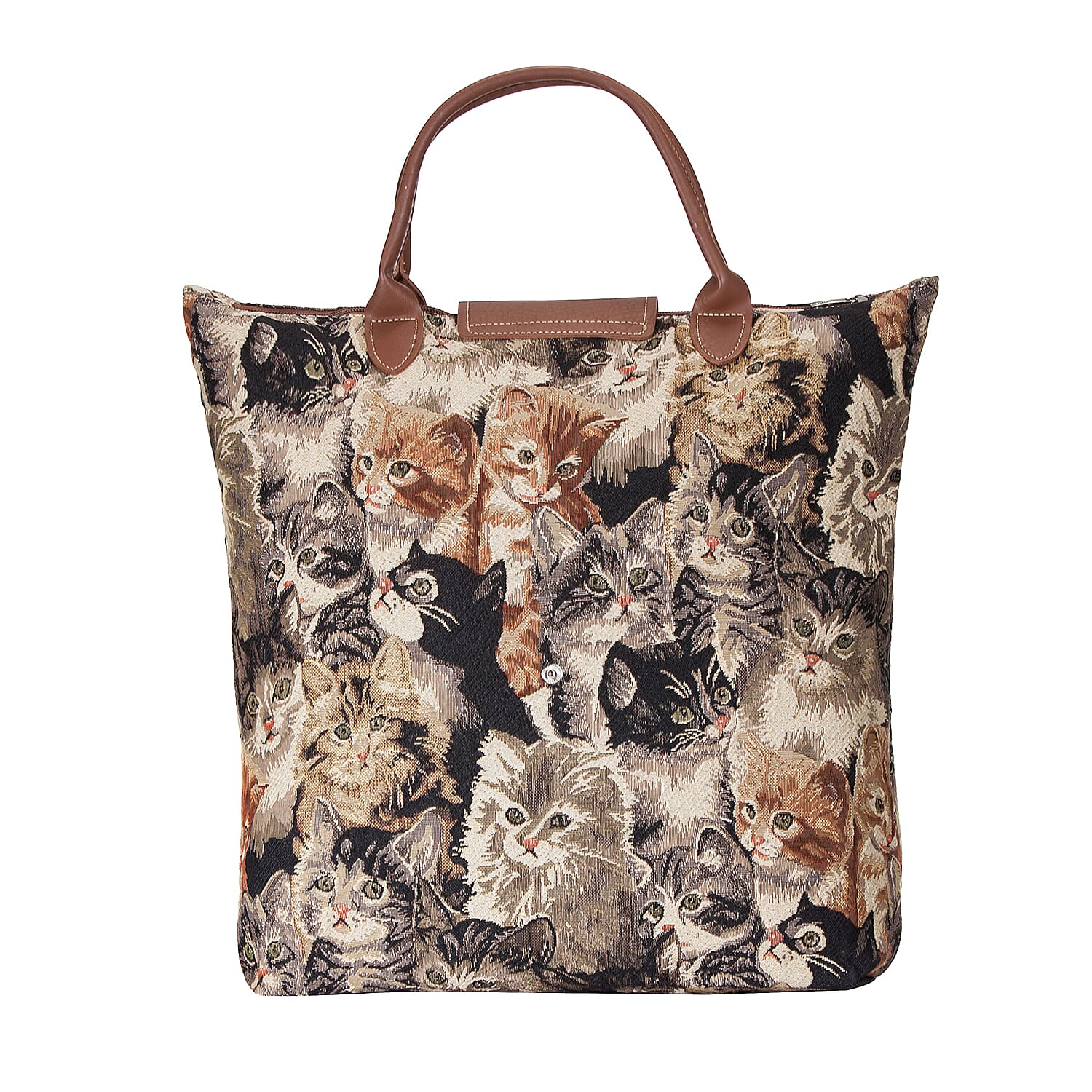 SIGNARE - Tapestry Foldway Shopping Bag in Cat Design (Size 20x12x9.5 Cm)