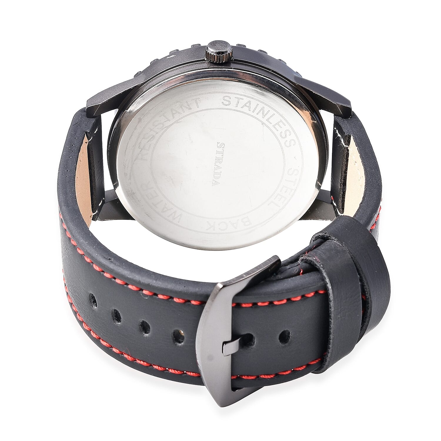 STRADA Japanese Movement Water Resistance Sporty Look Watch with Black Strap and Red Dial