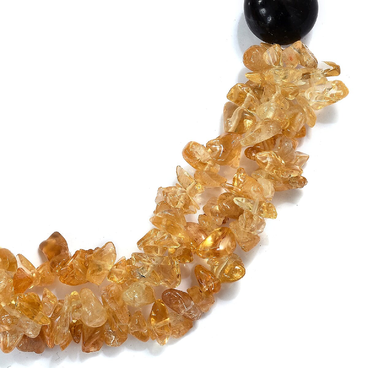 Citrine and Black Onyx Necklace (Size 20) with Lobster Lock in Sterling Silver 405.000 Ct.