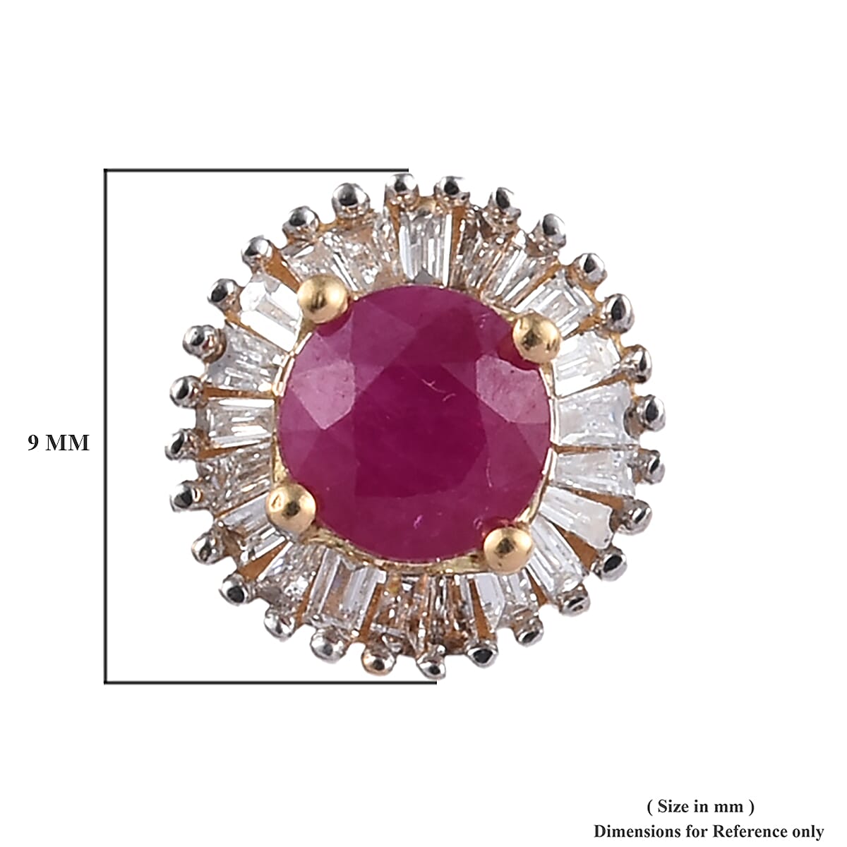 ILIANA 18K Yellow Gold AAAA Ruby (Rnd), Diamond (SI-G-H) Earrings (with Screw Back) 1.20 Ct.