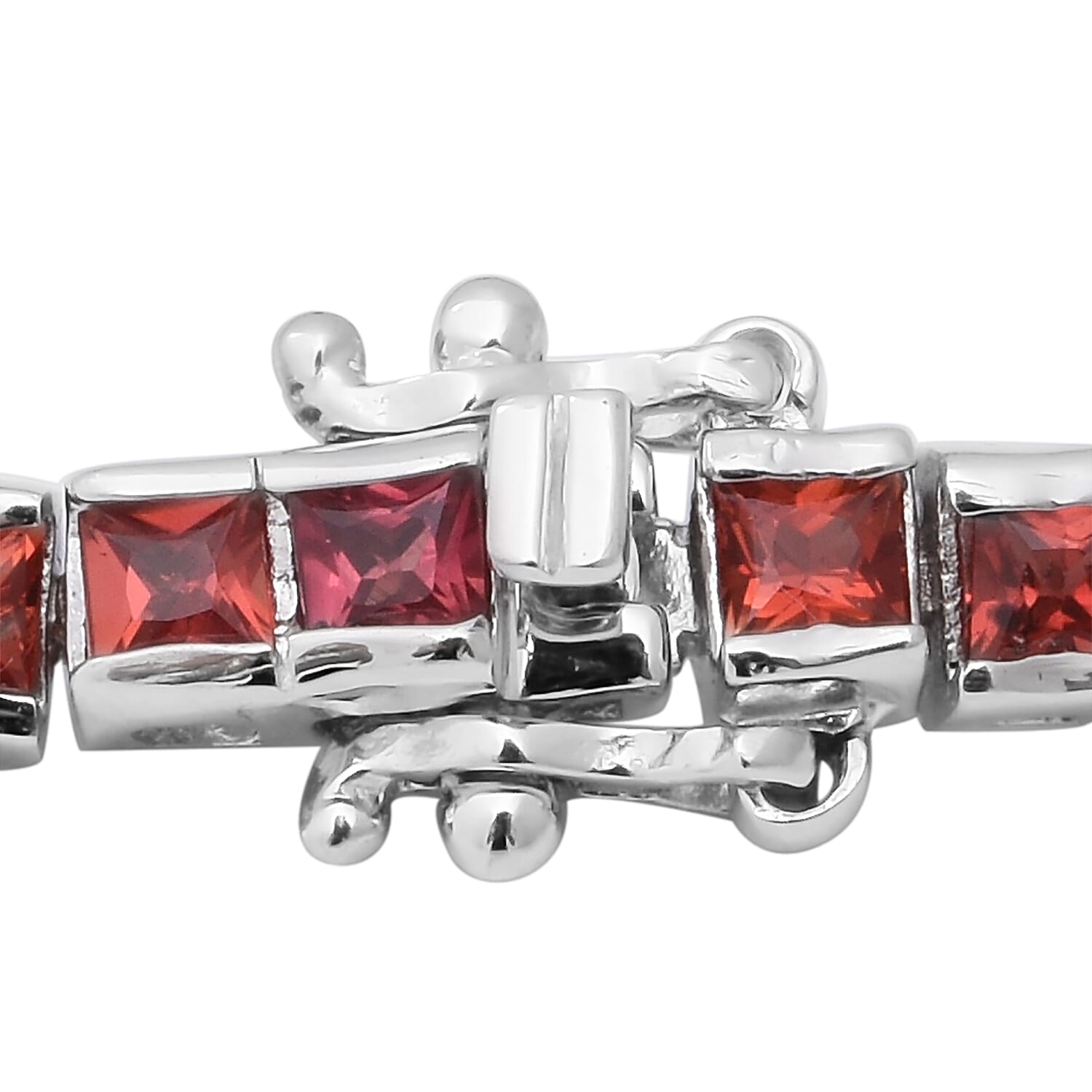 Collectors Edition- Rainbow Sapphire (Princess Cut) Channel Set Bracelet (Size 7) Rhodium Plated Sterling Silver 7.42 Ct, Silver wt 9.50 Gms