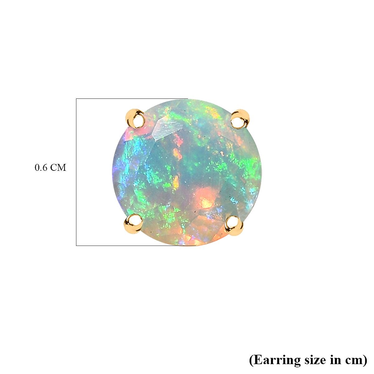 9K Yellow Gold Ethiopian Welo Opal (Rnd) Stud Earrings 1.00 Ct.