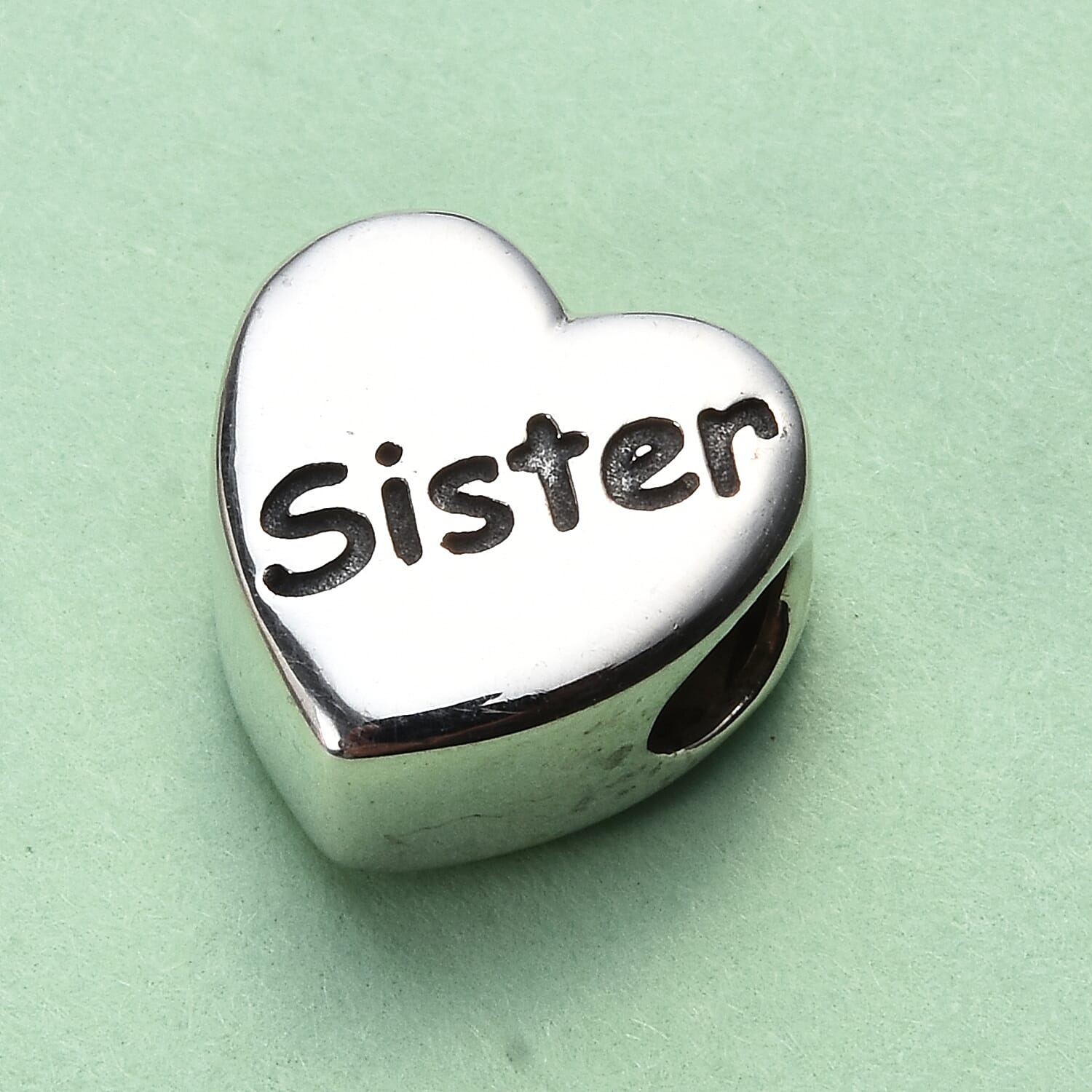 Charmes De Memoire Platinum Overlay Sterling Silver Sister Love Heart Charm