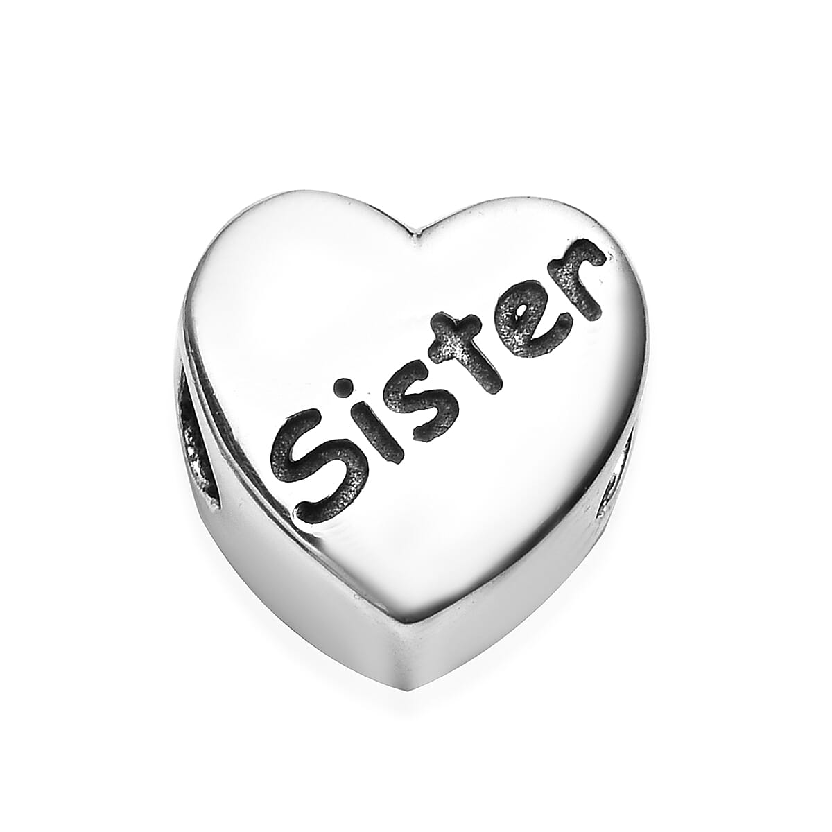 Charmes De Memoire Platinum Overlay Sterling Silver Sister Love Heart Charm