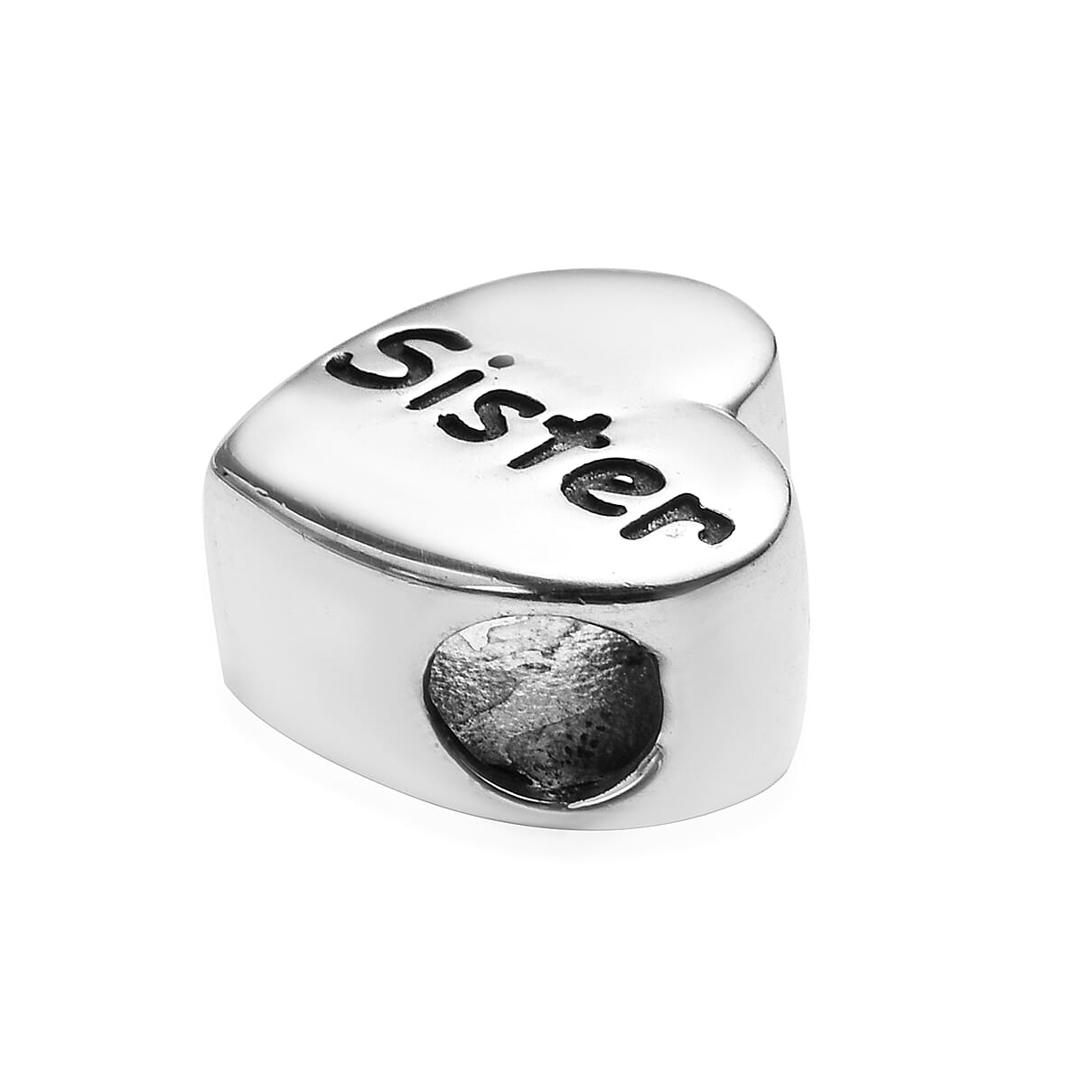 Charmes De Memoire Platinum Overlay Sterling Silver Sister Love Heart Charm