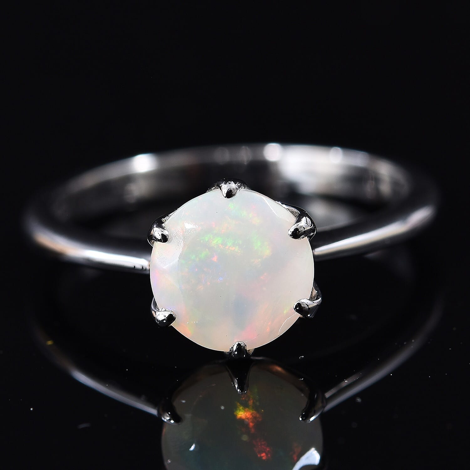 RHAPSODY 950 Platinum AAAA Ethiopian Welo Opal Solitaire Ring