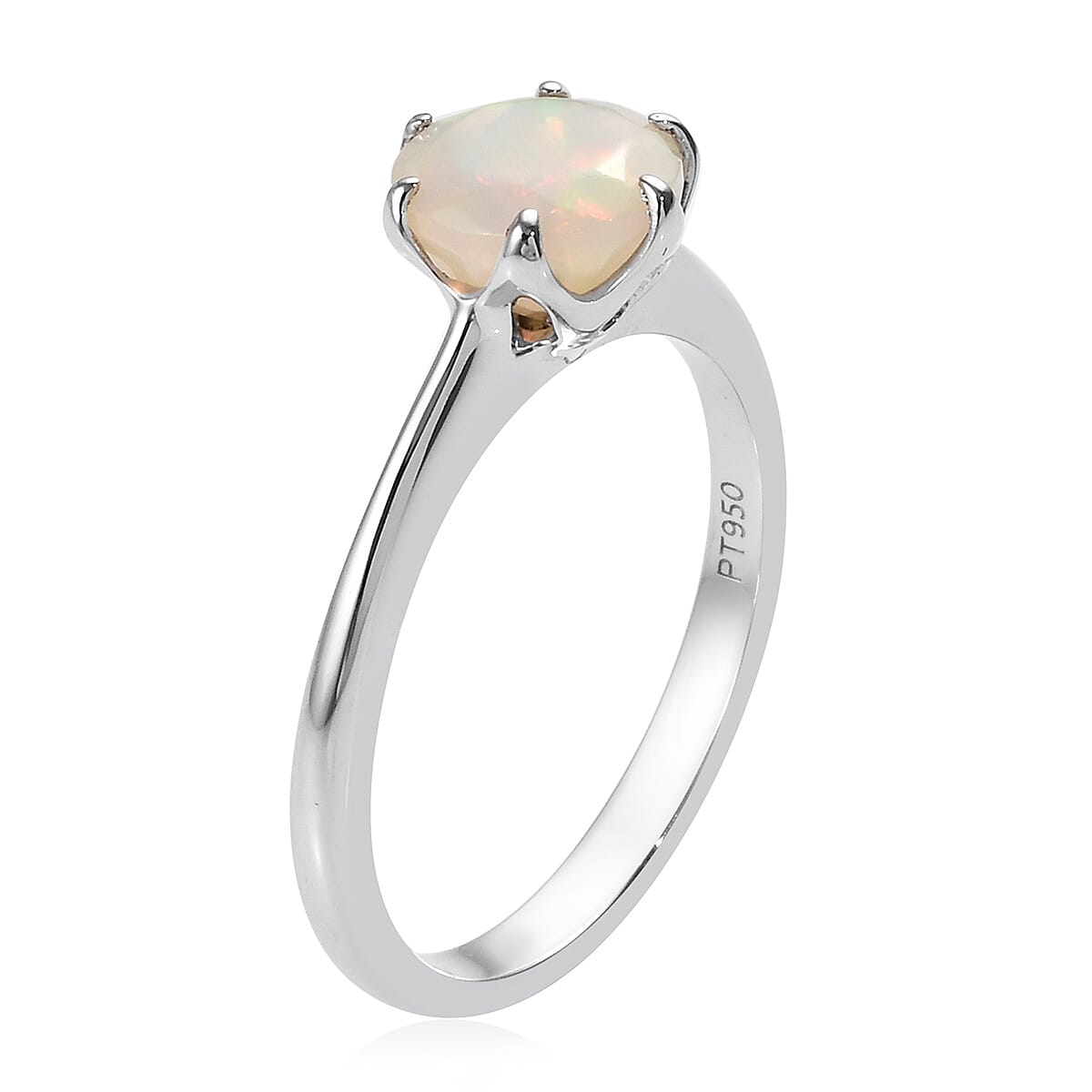 RHAPSODY 950 Platinum AAAA Ethiopian Welo Opal Solitaire Ring