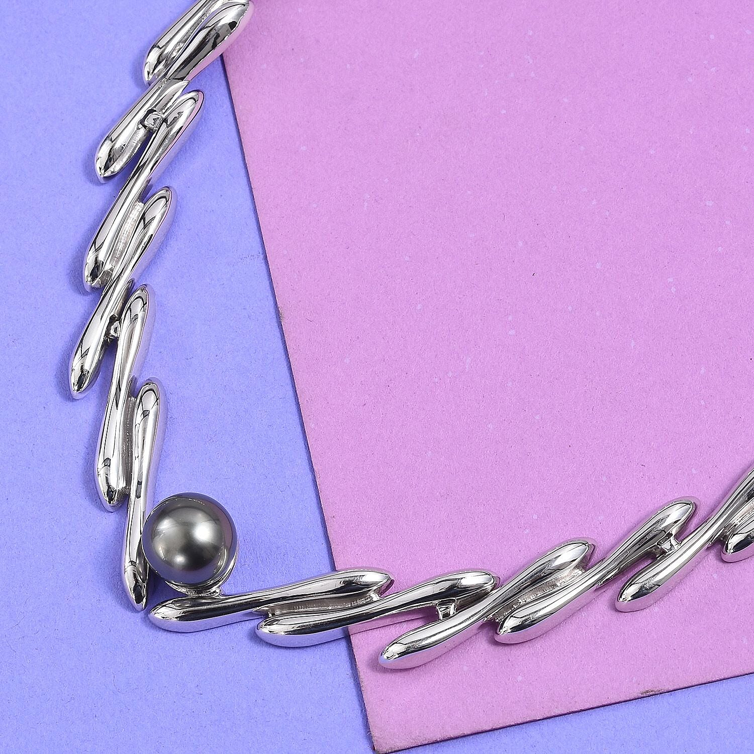 LucyQ Tahitian Pearl (Rnd 10mm) Necklace (Size 20 with 3 inch Extender) in Rhodium Overlay Sterling Silver, Silver wt 65.00 Gms