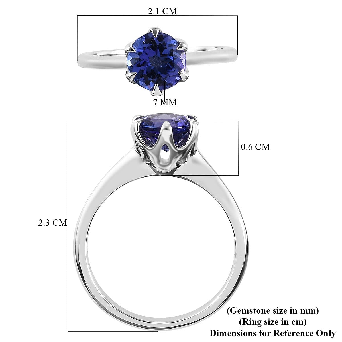 RHAPSODY 950 Platinum AAAA Tanzanite (Rnd 7 mm) Solitaire Ring 1.54 Ct.