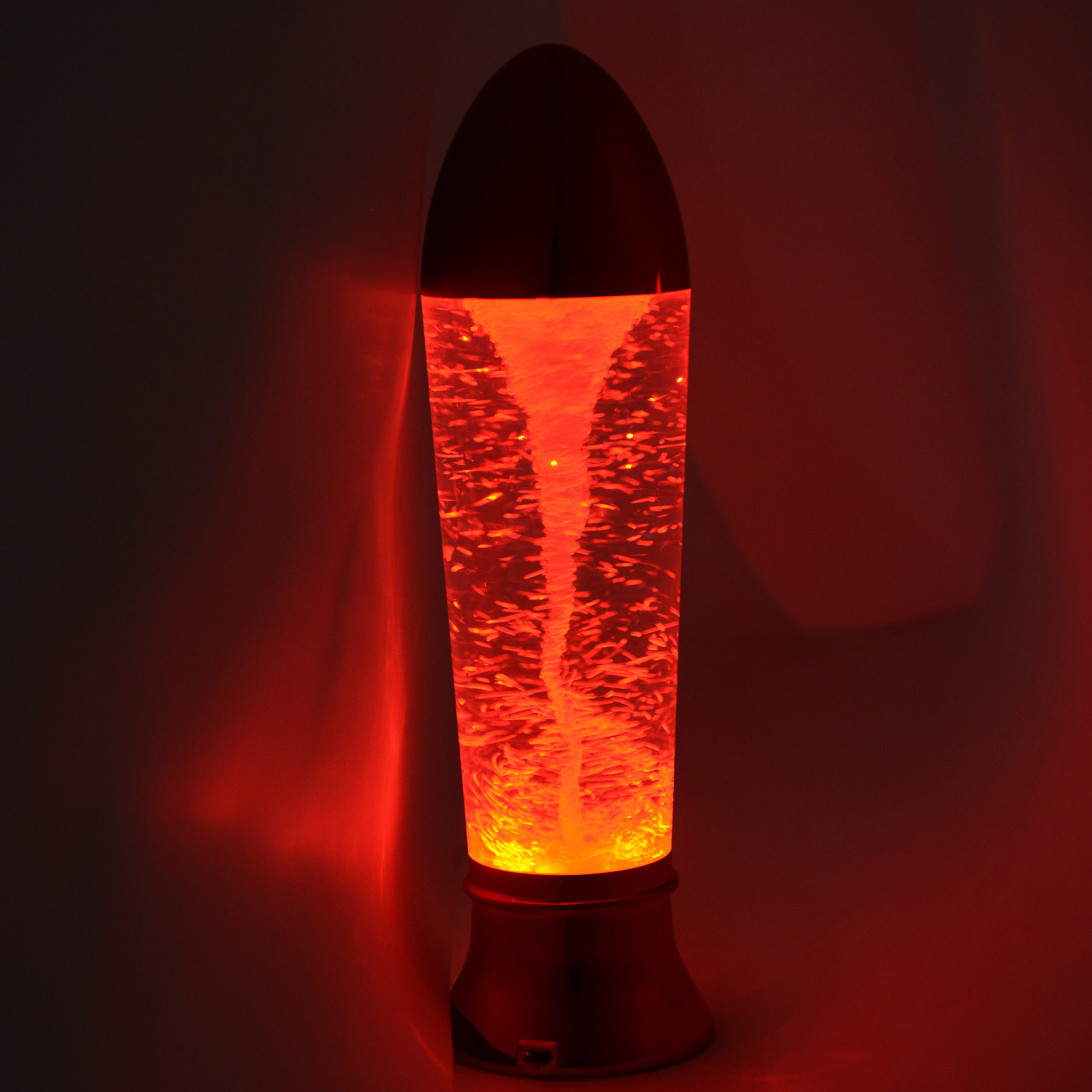 Tornado Rocket Shaped Decorative Lamp with USB Cable (Size 27x7 Cm) - Red (3xAAA Battery not Included)