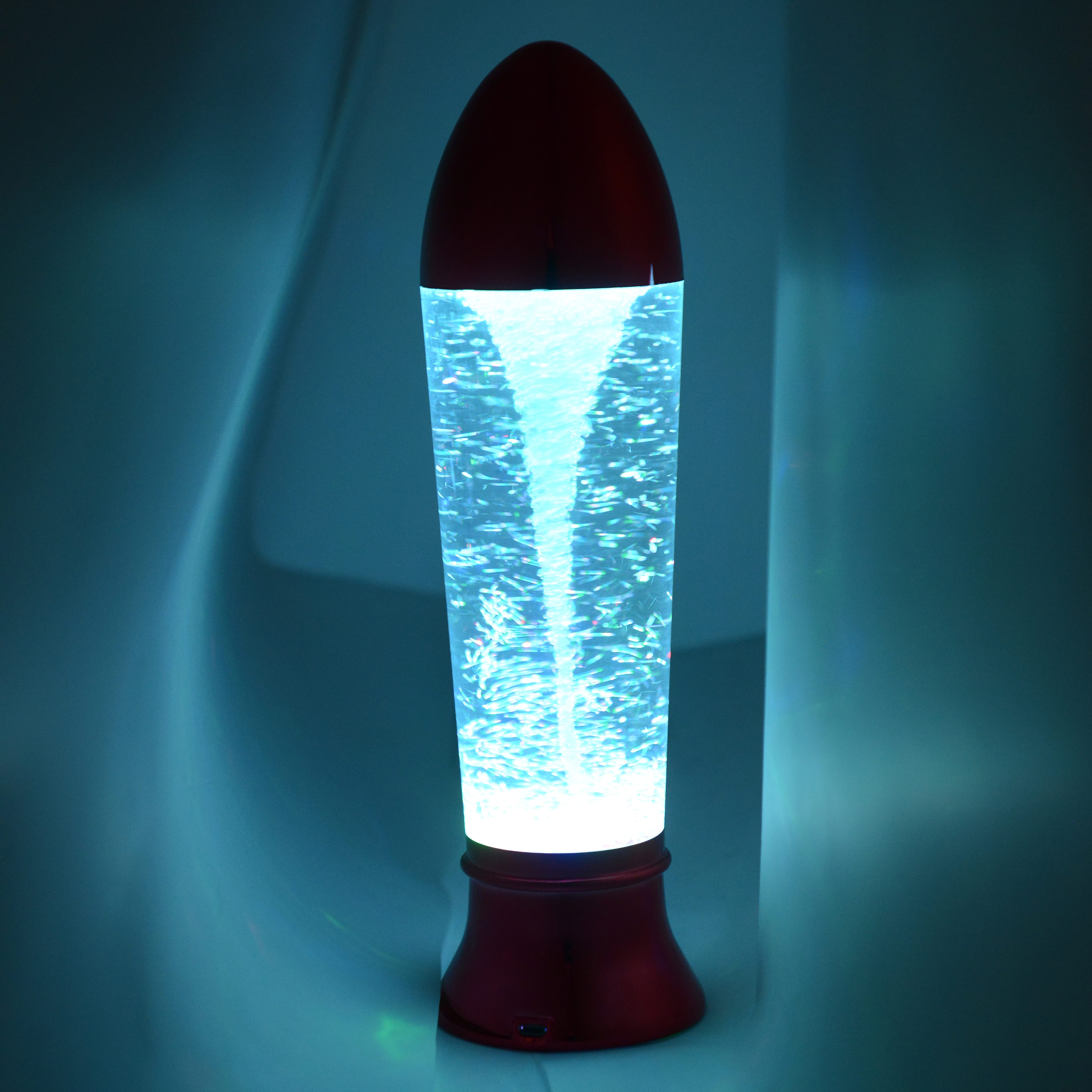 Tornado Rocket Shaped Decorative Lamp with USB Cable (Size 27x7 Cm) - Red (3xAAA Battery not Included)