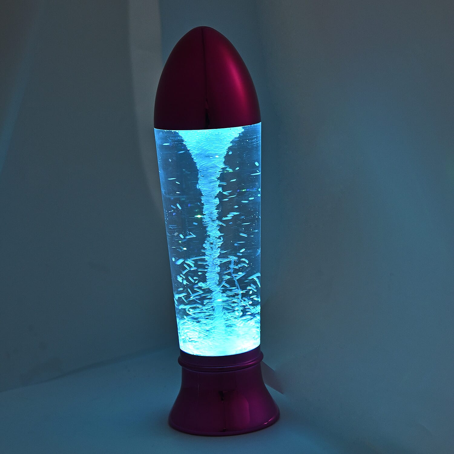 Tornado Rocket Shaped Decorative Lamp with USB Cable (Size 27x7 Cm) - Fuchsia (3xAAA Battery not Included)