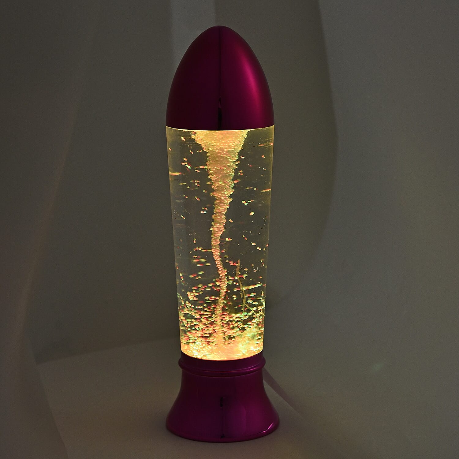 Tornado Rocket Shaped Decorative Lamp with USB Cable (Size 27x7 Cm) - Fuchsia (3xAAA Battery not Included)