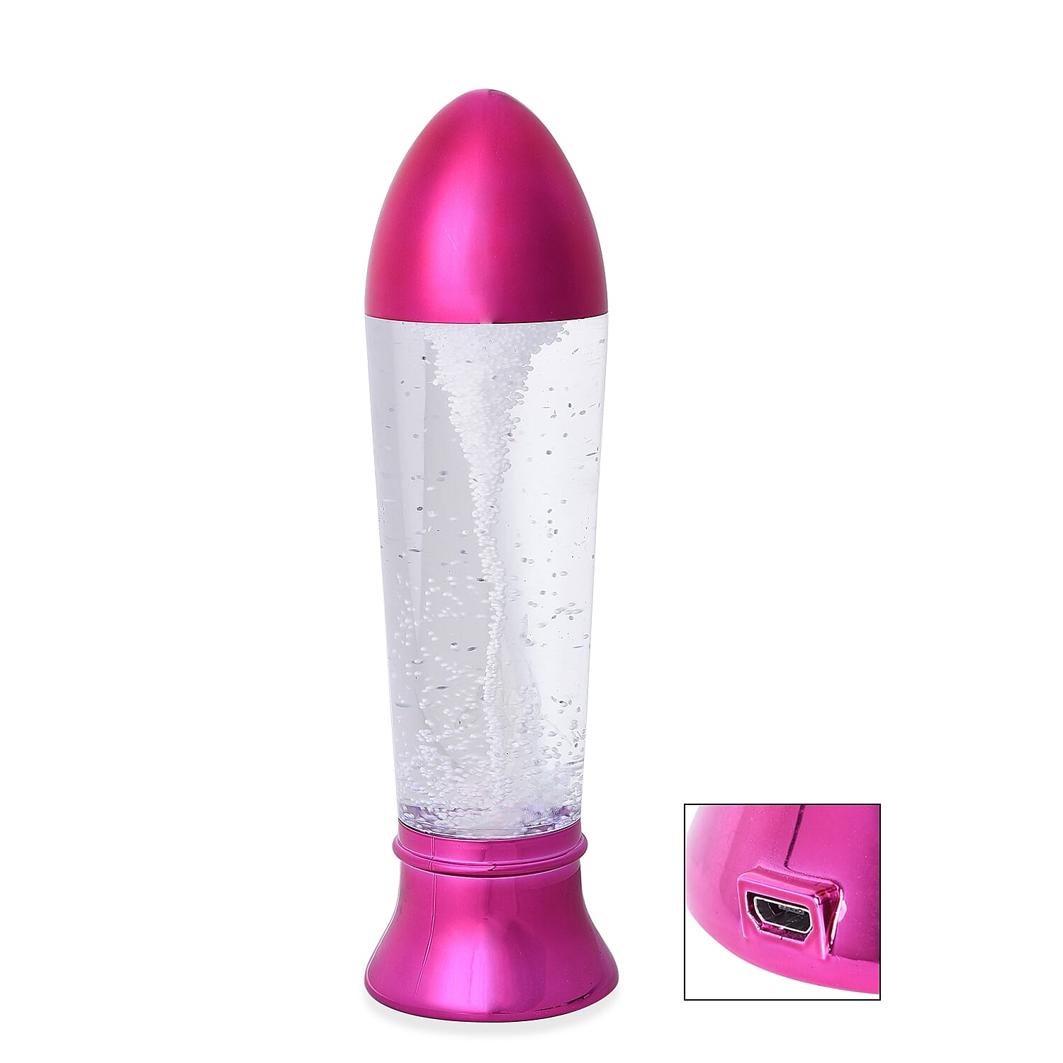 Tornado Rocket Shaped Decorative Lamp with USB Cable (Size 27x7 Cm) - Fuchsia (3xAAA Battery not Included)