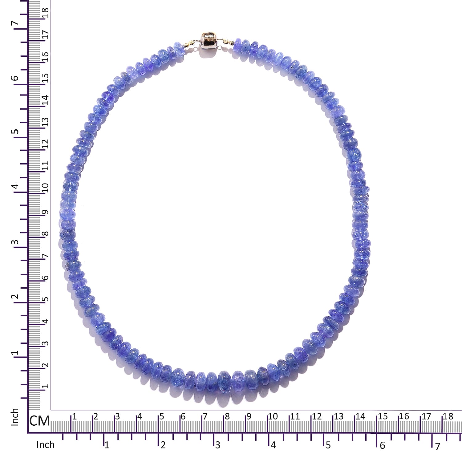 Legacy Collection - Extremely Rare Premium Colour Tanzanite Necklace (Size 18) in 14K Yellow Gold Magnetic Lock with Metal wire 220.000 Ct.
