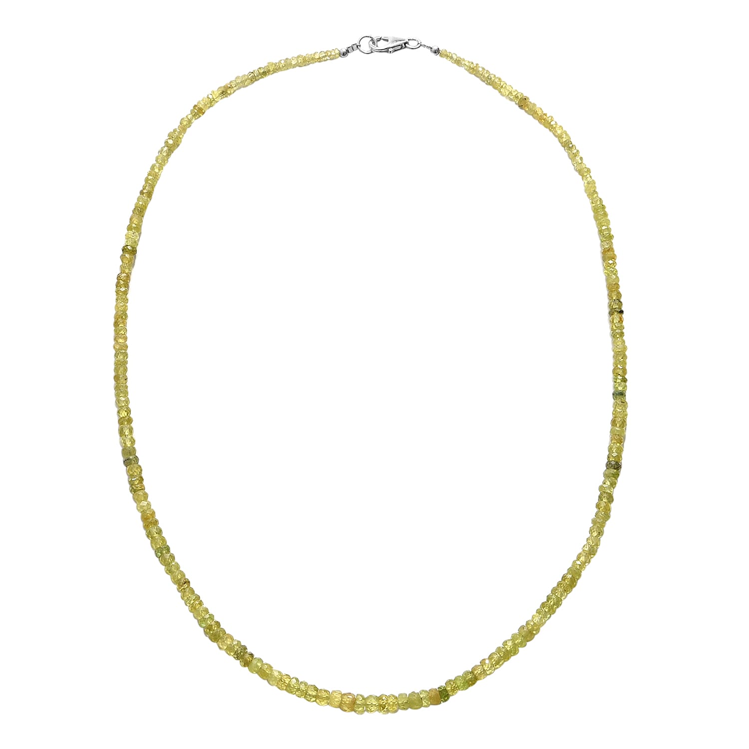 Sava Sphene (Rnd) Bead Necklace (Size 18) in Rhodium Overlay Sterling Silver 54.00 Ct.